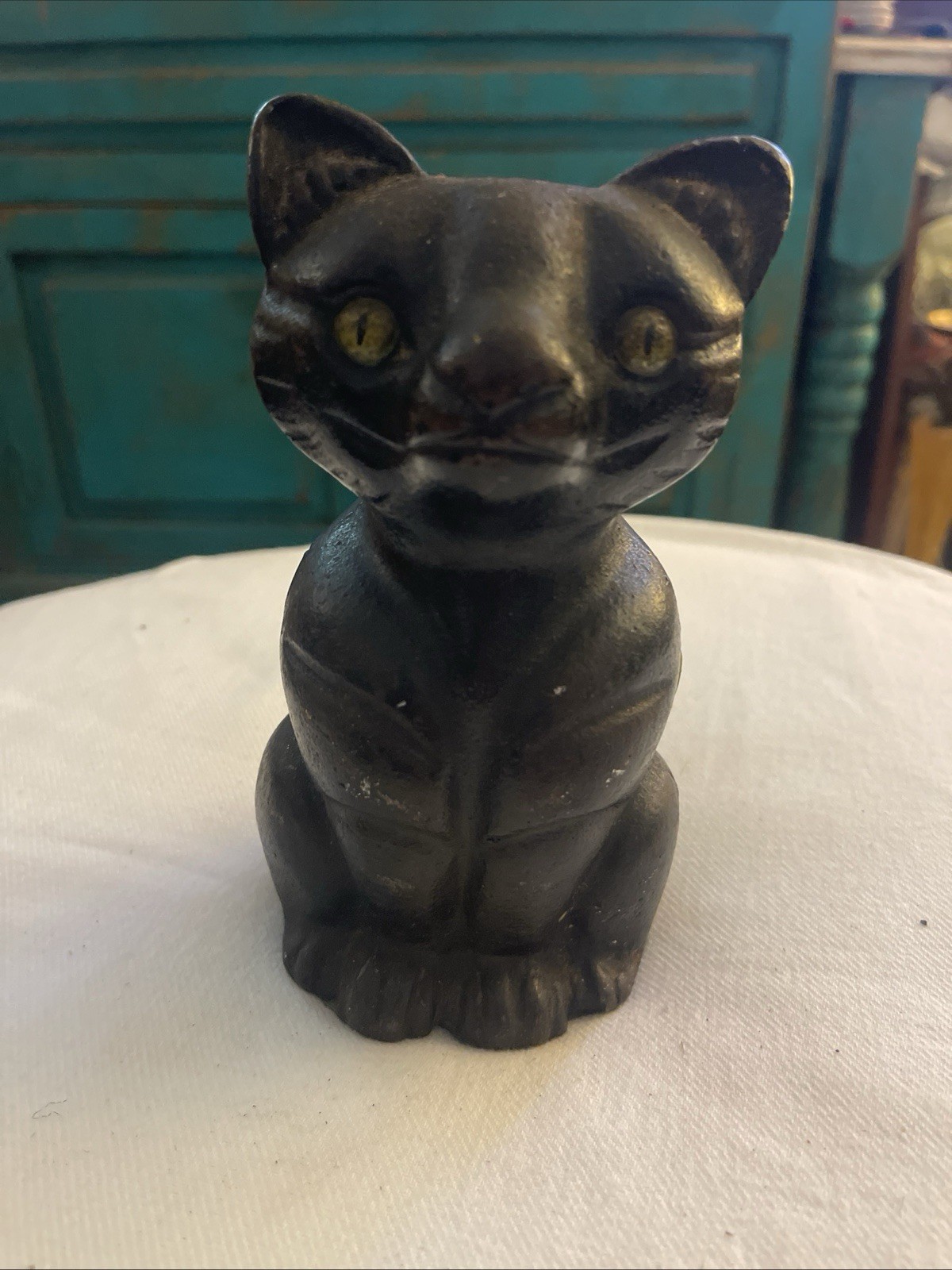 Antique Vintage Cast Iron Black Cat Full Body Doorstop 7 Antique Vintage Cast Iron Black Cat Full Body Doorstop 7