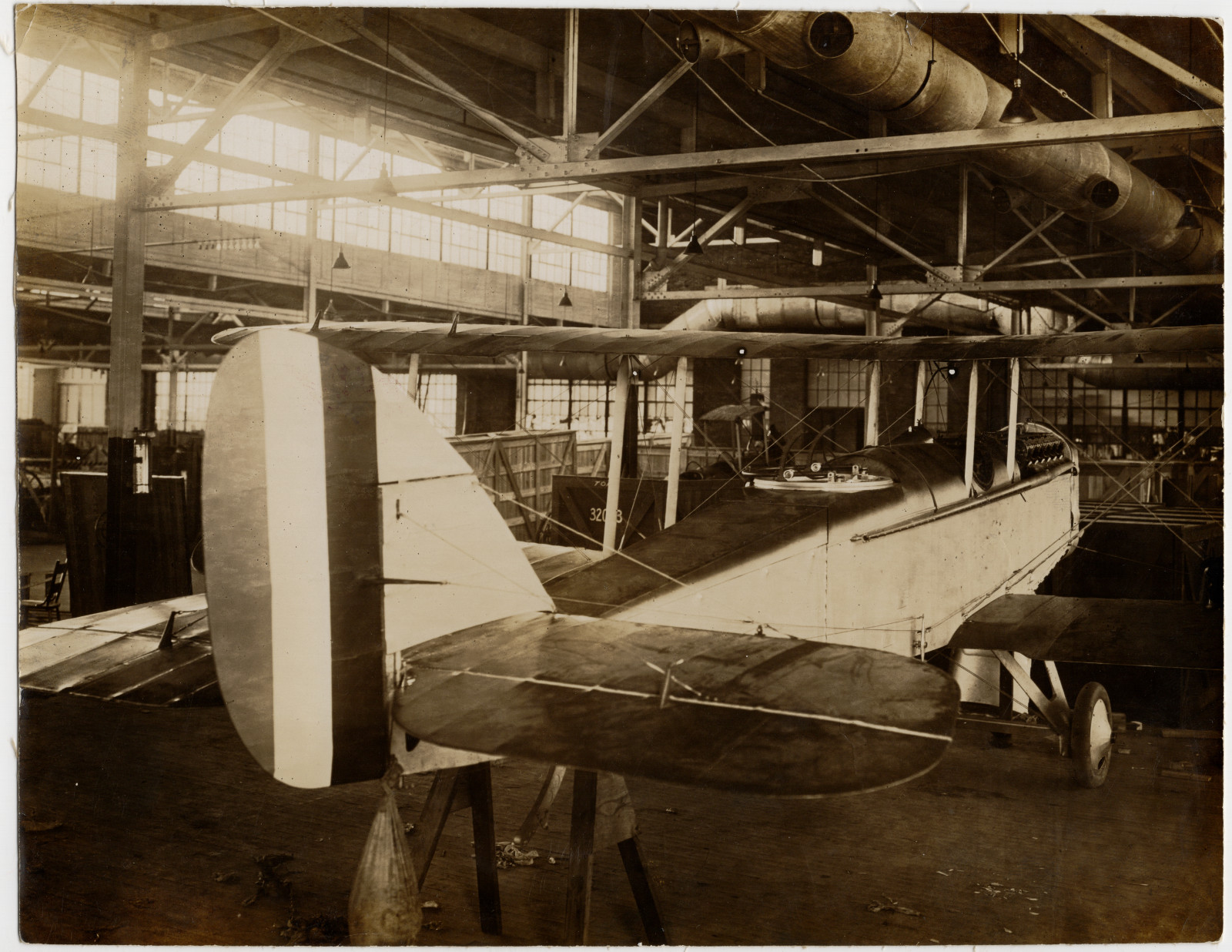 WWI DH-4 Liberty Plane Photo, Likely Dayton-Wright Factory 1918, Cloth Backed