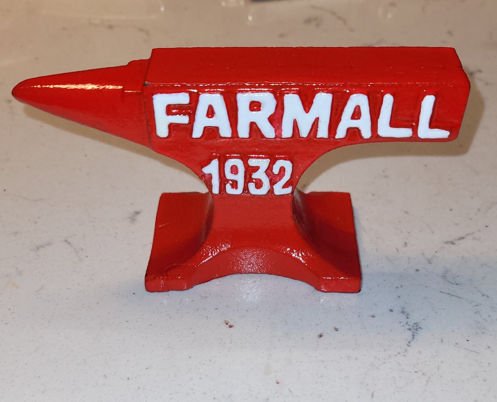 Farmall 1932 Cast Iron Mini Anvil Display Paperweight Raised Letters Farmall 1932 Cast Iron Mini Anvil Display Paperweight Raised Letters