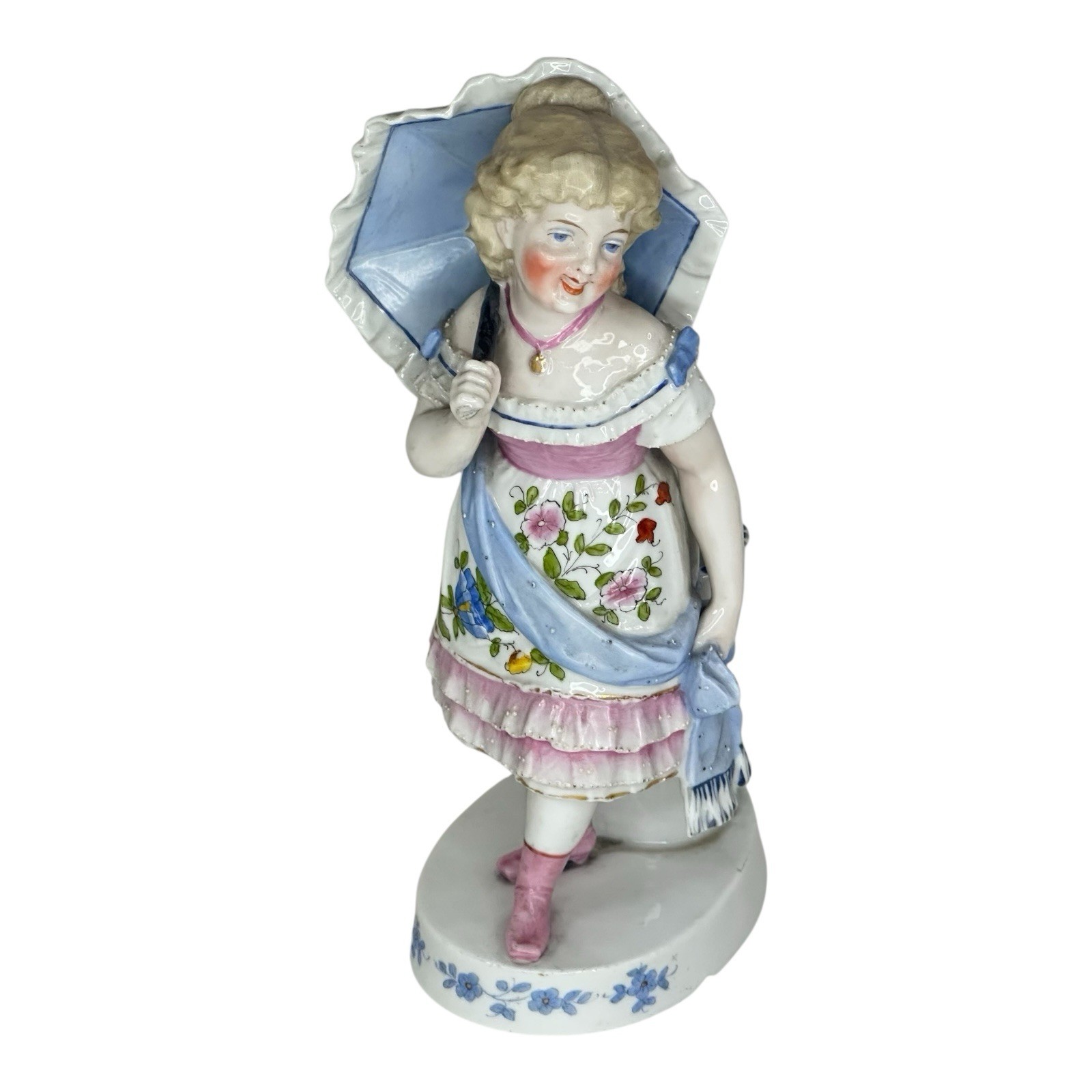 Antique Porcelain Match Holder Lady with Parasol Victorian Figurine Decor Antique Porcelain Match Holder Lady with Parasol Victorian Figurine Decor