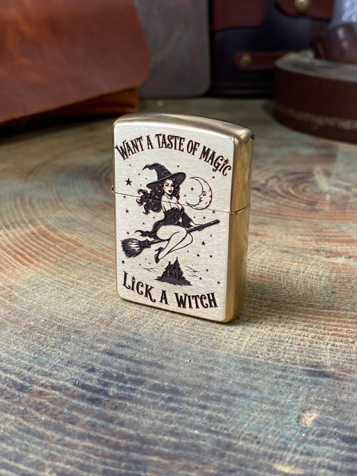 Lick a Witch | Halloween Pinup | Solid Brass Zippo | Made In USA Lick a Witch | Halloween Pinup | Solid Brass Zippo | Made In USA