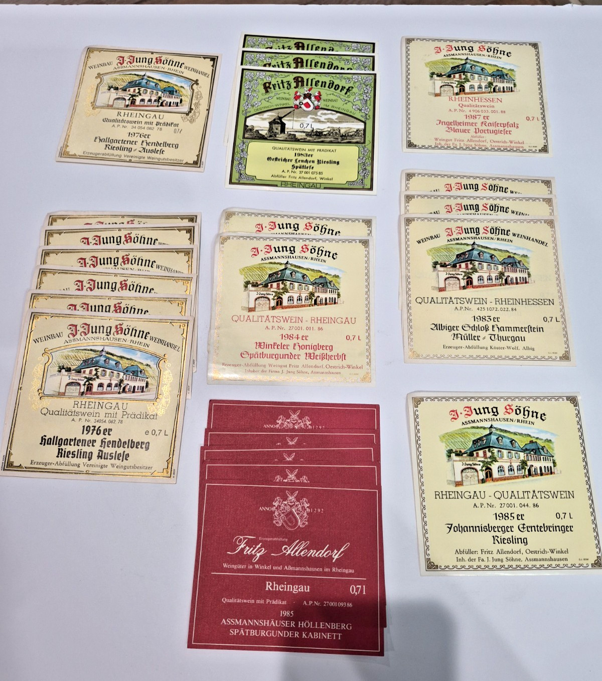 1970\'s & 1980\'s Lot of 22 German Wine Labels authentic Vintage sku 0212 1970\'s & 1980\'s Lot of 22 German Wine Labels authentic Vintage sku 0212