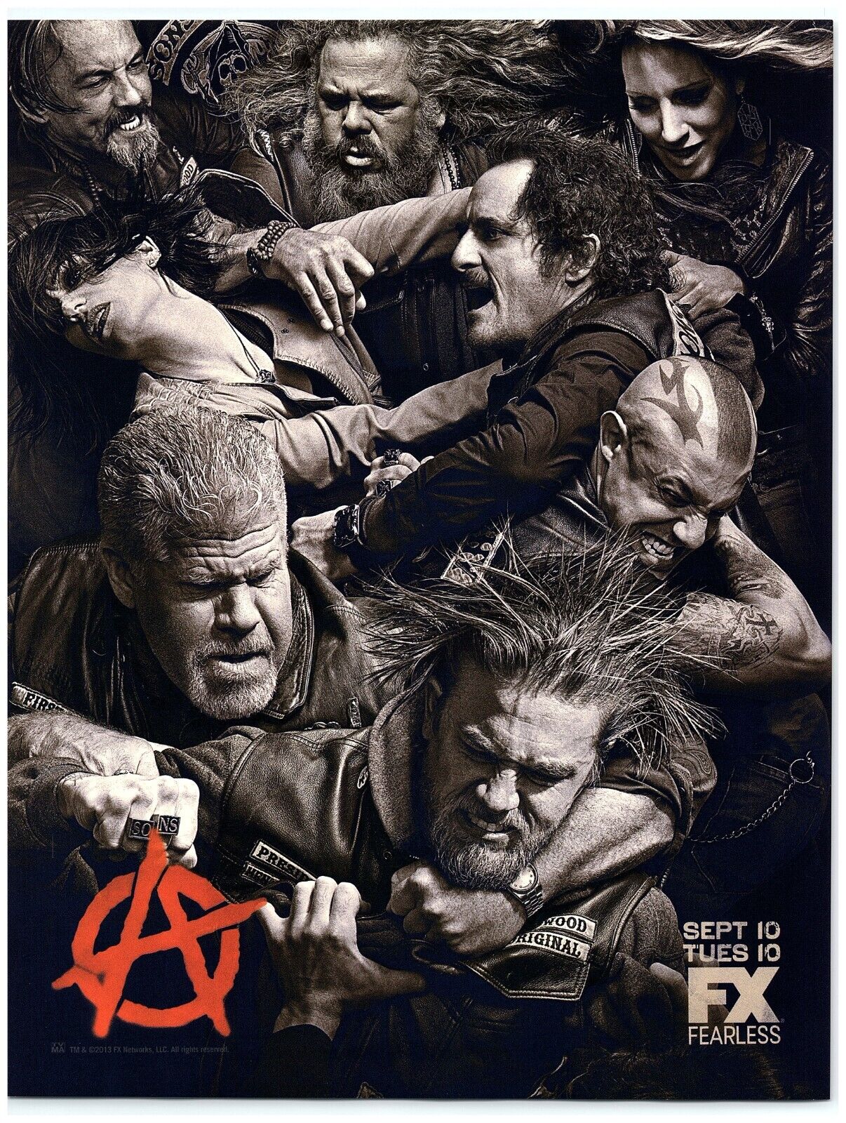 2013 Sons of Anarchy Series Show Poster Print Ad, FX Fearless Perlman Hunnam