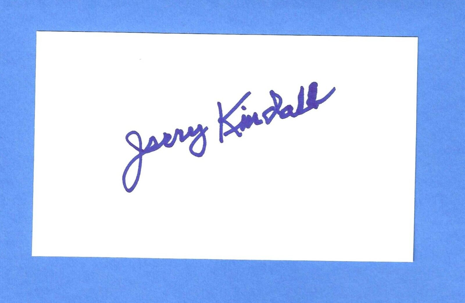JERRY KINDALL d. 2017 Double Signed Autographed 3X5 Index Card Debut 1956 
