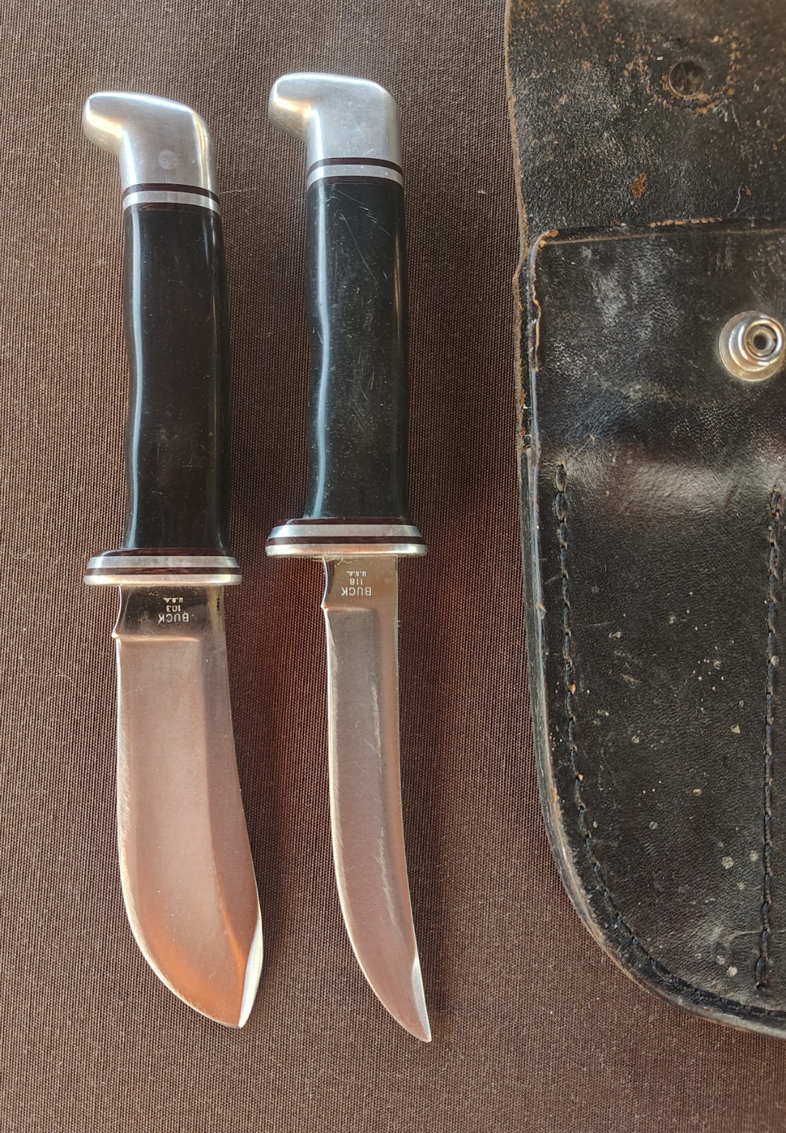 Rare 1971-1973 Buck Knives 115 Twin Set Inverted Stamp 103 Skinner 118 Personal Rare 1971-1973 Buck Knives 115 Twin Set Inverted Stamp 103 Skinner 118 Personal