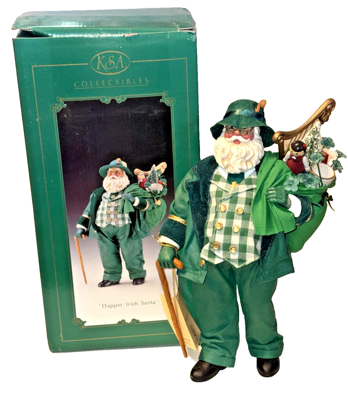 Kurt Adler KSA Collectibles Fabriche Santa Christmas DAPPER SANTA Irish Figurine Kurt Adler KSA Collectibles Fabriche Santa Christmas DAPPER SANTA Irish Figurine