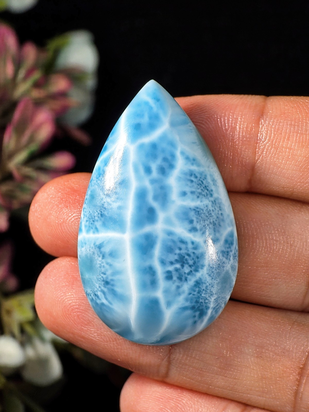 17G GENUINE LARIMAR CABOCHON BLUE DOMINICAN LARIMAR GEMSTONE POLISHED CRYSTAL 17G GENUINE LARIMAR CABOCHON BLUE DOMINICAN LARIMAR GEMSTONE POLISHED CRYSTAL