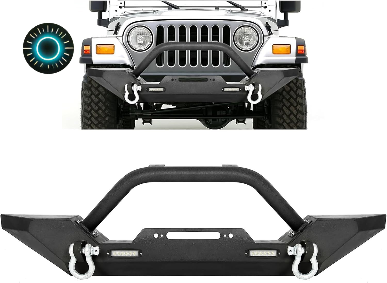 Front Bumper Compatible with 1987-2006 Jeep Wrangler TJ YJ with Winch Plate D-Ri