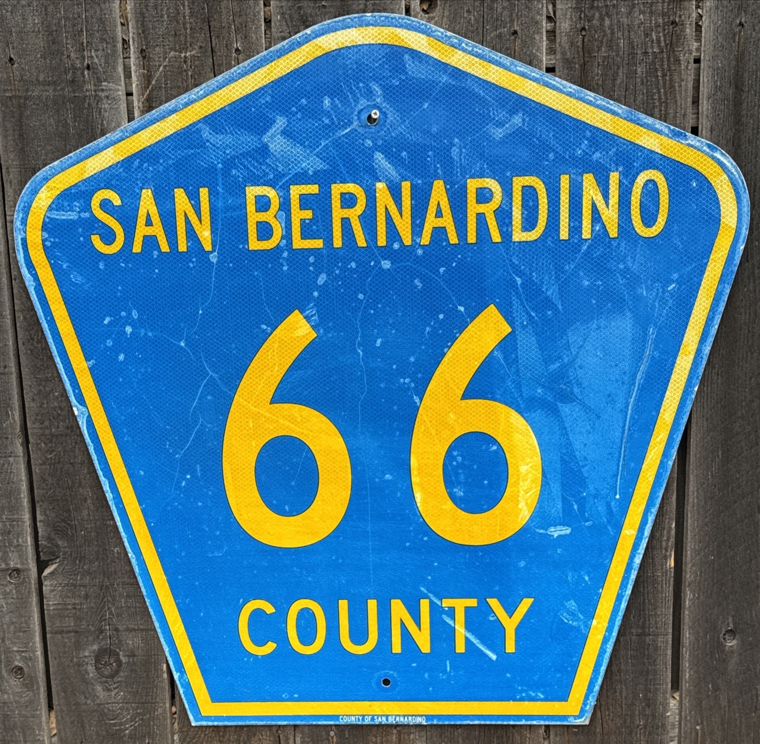 RARE HISTORIC VINTAGE-SAN BERNARDINO “ ROUTE 66” PENTAGON SIGN ORIGINAL Retired RARE HISTORIC VINTAGE-SAN BERNARDINO “ ROUTE 66” PENTAGON SIGN ORIGINAL Retired