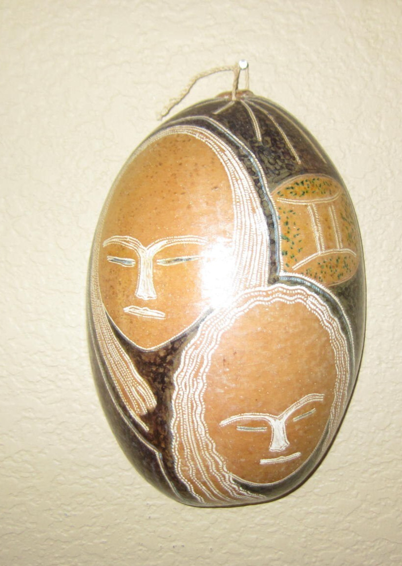 Vintage 1992 Hand Carved Folk Art Wall Decor Signed Venezuela