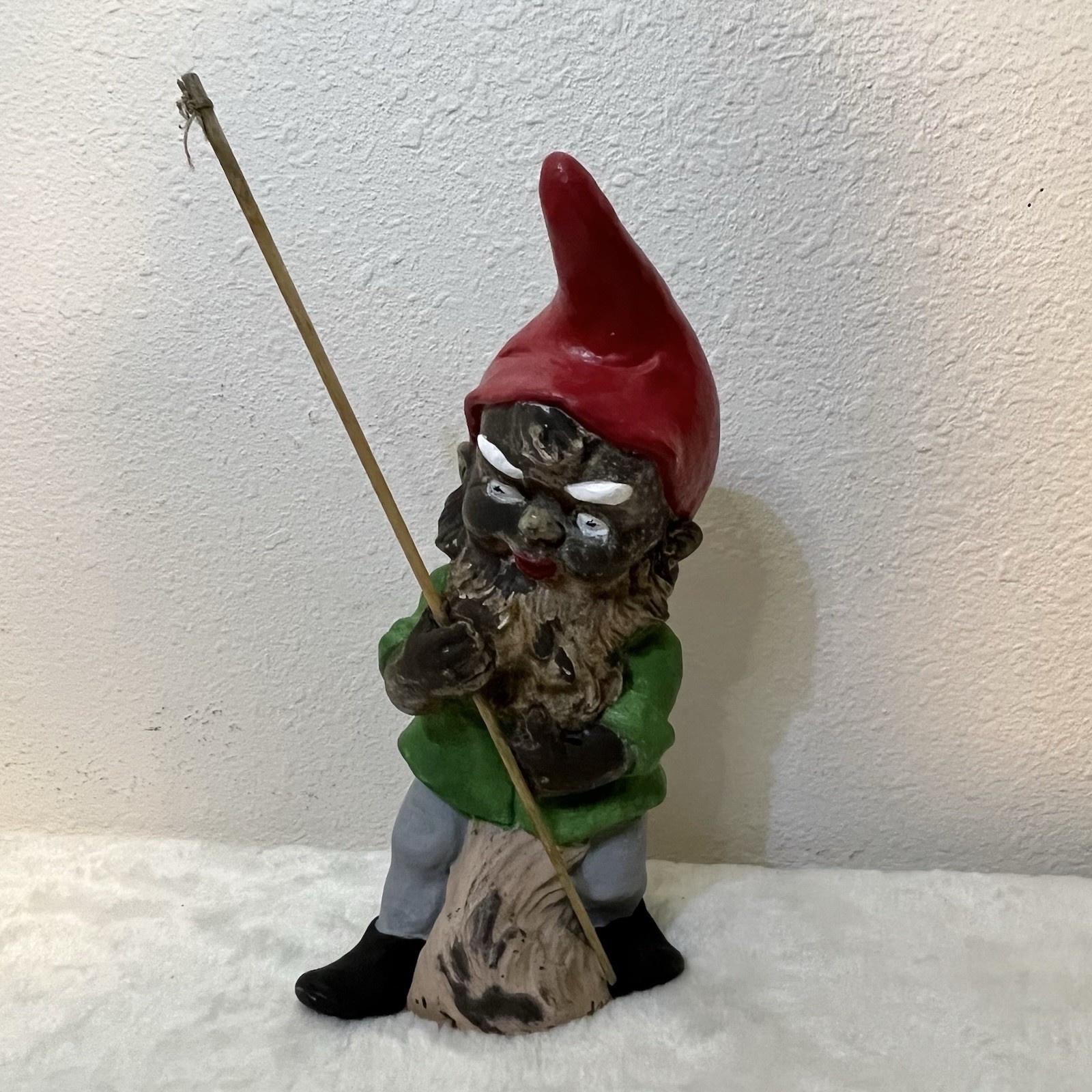 Rare Vintage Black African GARDEN GNOME Fishing Dwarf Fairytales Folklore Rare Vintage Black African GARDEN GNOME Fishing Dwarf Fairytales Folklore