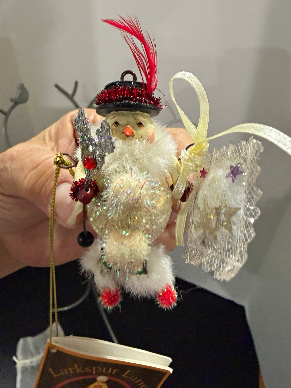 Vintage Larkspur Lane Lib Cummings-Mead Silvestri Snowman Ornament Tag Bag Vintage Larkspur Lane Lib Cummings-Mead Silvestri Snowman Ornament Tag Bag