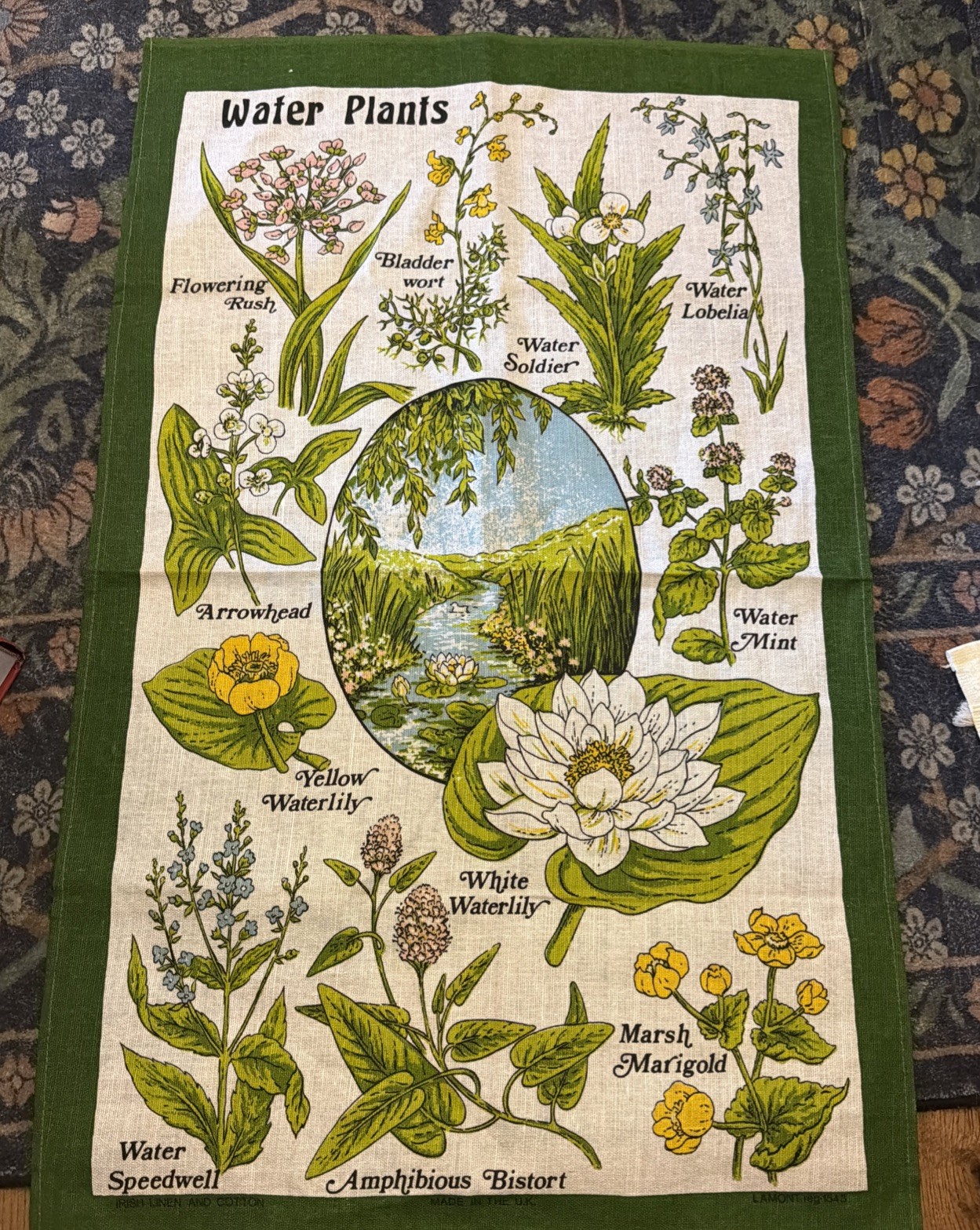 VTG LAMONT Nature Ramble Linen Cotton Tea Towel Water Plants Nature Botany VTG LAMONT Nature Ramble Linen Cotton Tea Towel Water Plants Nature Botany