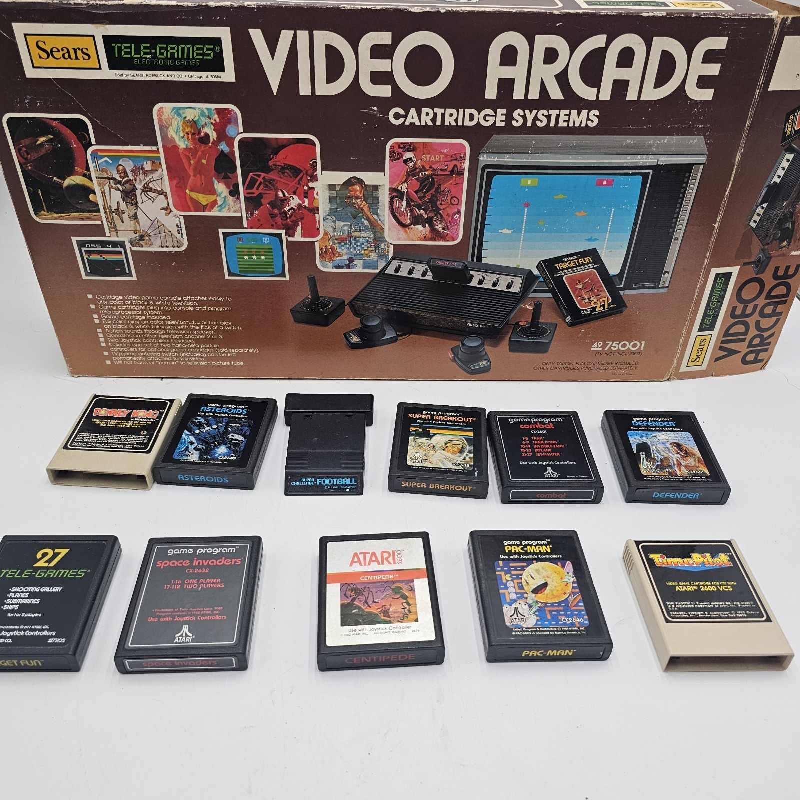Sears Tele-Games Video Arcade Atari 2600 Box w/ 10 Game Cartridges Sears Tele-Games Video Arcade Atari 2600 Box w/ 10 Game Cartridges