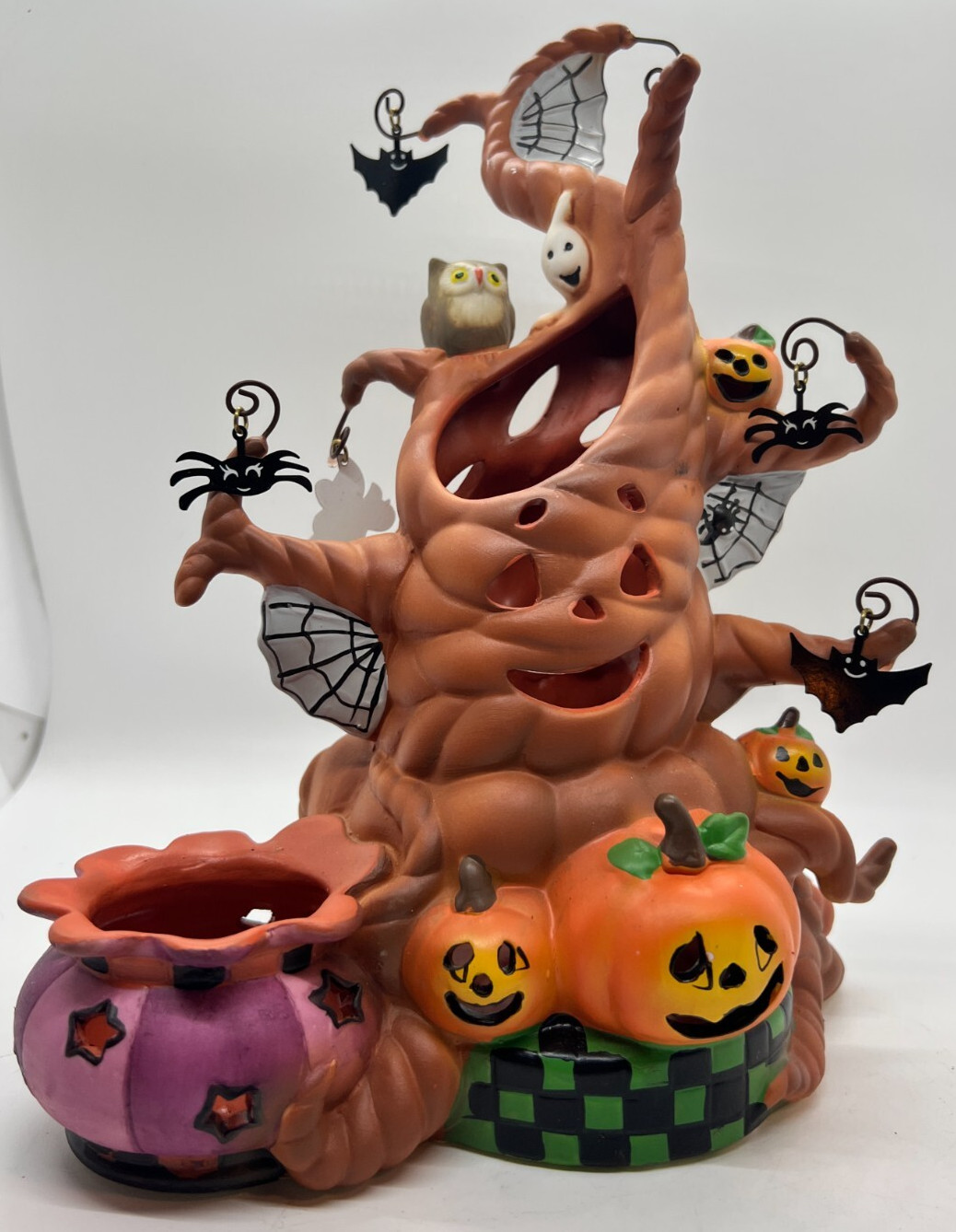 PartyLite Halloween Haunted Tree Tealight  Candle Holder Pumpkin Ghost Owl Bat