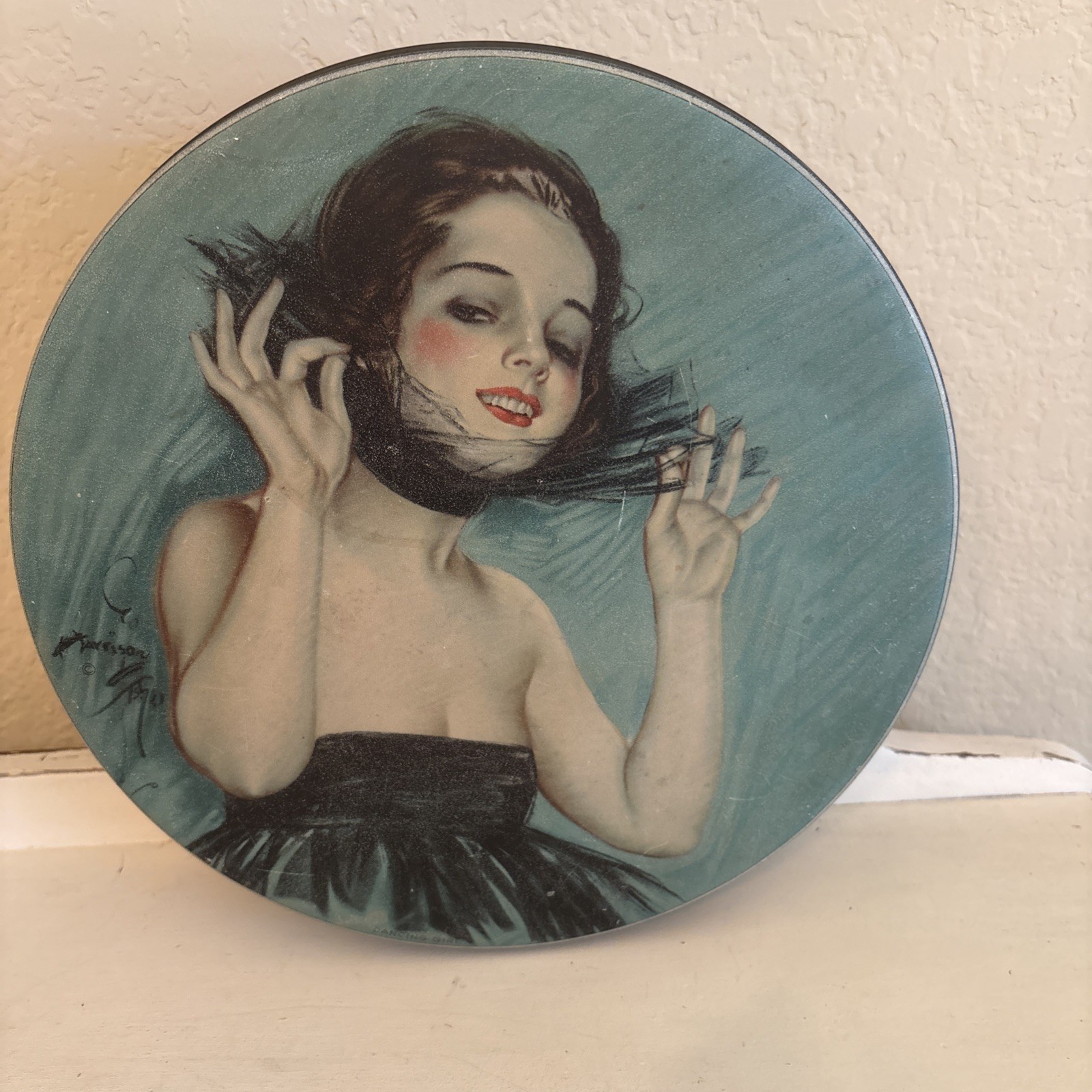 Antique 1920\'s Harrison Fisher Dancing Flapper Girl Large 10\
