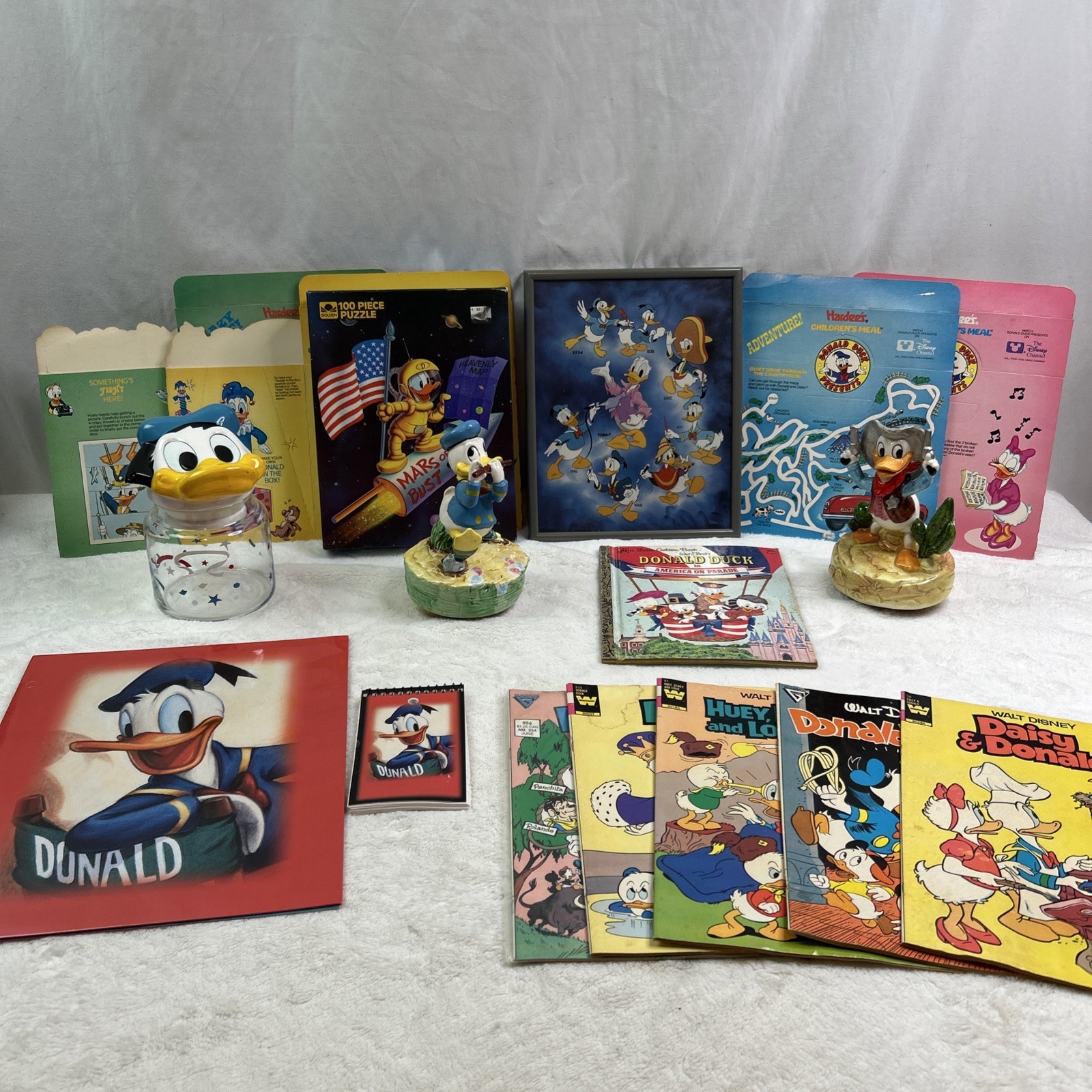 Vintage Disney Donald Duck Collectibles Lot Music Figure Puzzle Comics Hardees + Vintage Disney Donald Duck Collectibles Lot Music Figure Puzzle Comics Hardees +