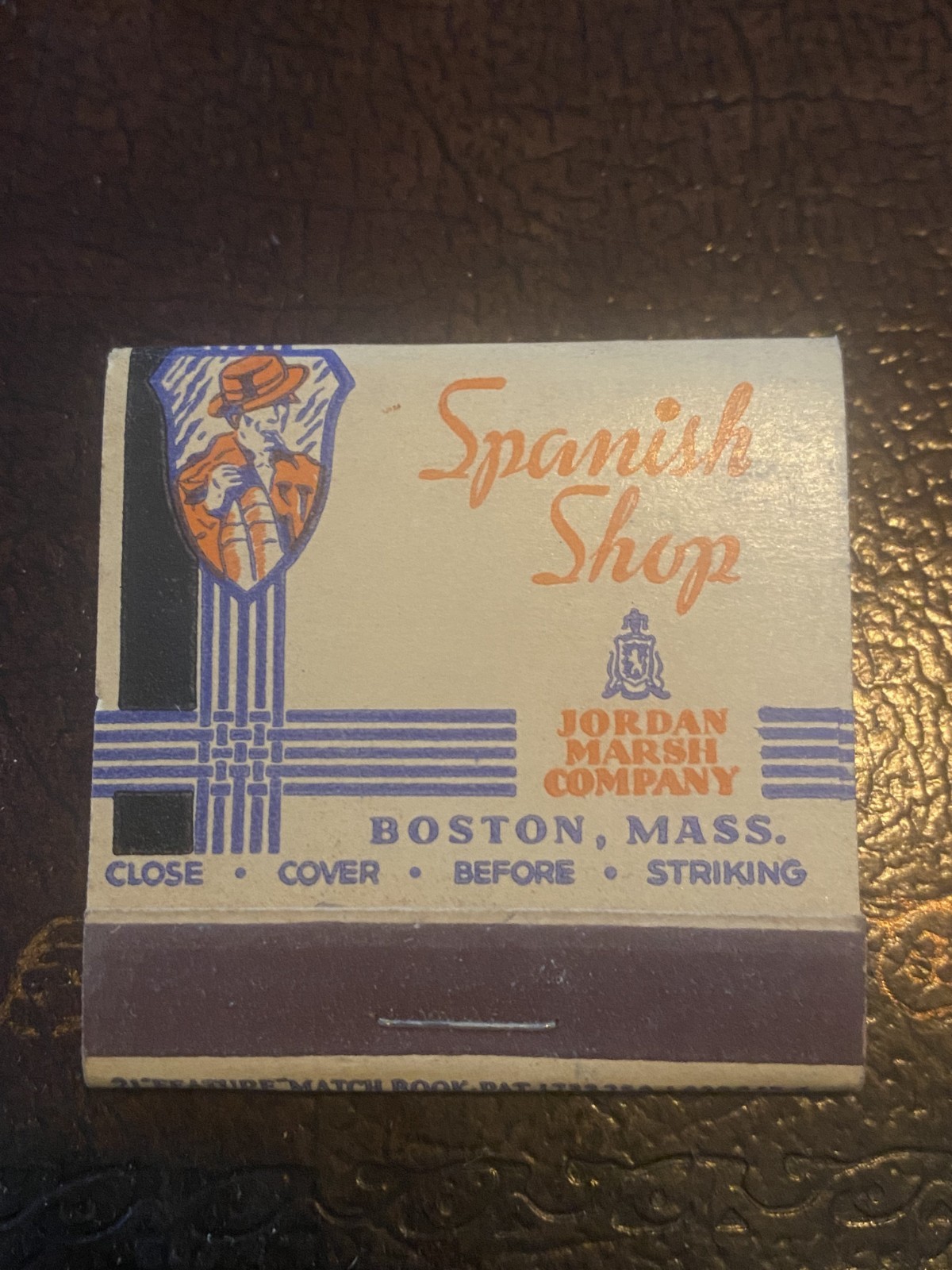 Spanish Shop Jordan Marsh Company Boston Mass Feature Matchbook Vintage 2