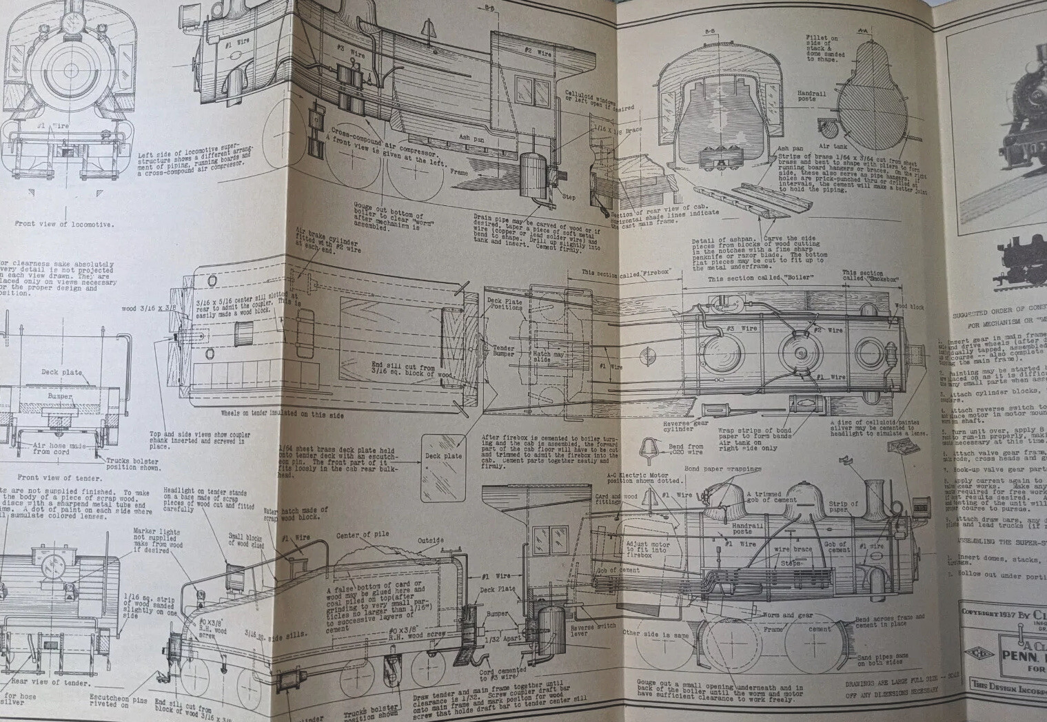 Vintage 1930’s-40’s Cleveland Switching Locomotive Blueprints Vintage 1930’s-40’s Cleveland Switching Locomotive Blueprints
