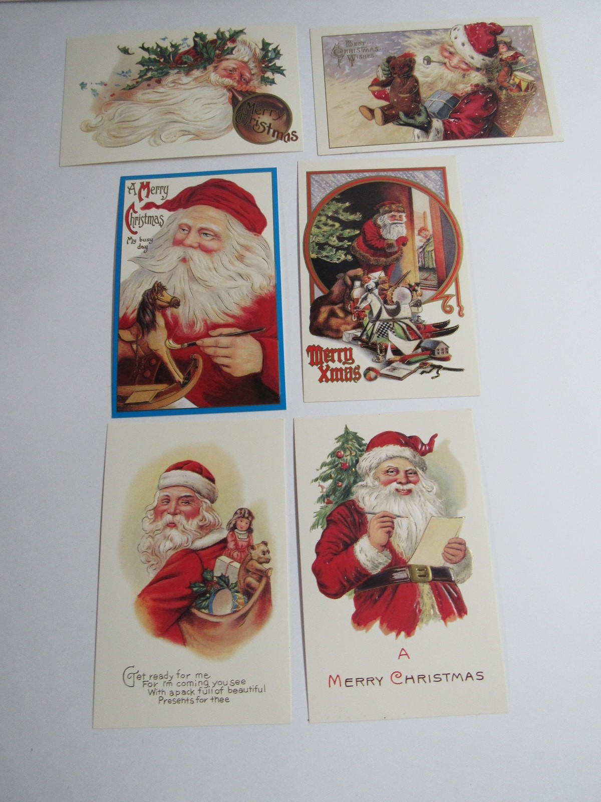 New Shackman Set Of 6 Victorian Reproduction Santa Christmas Postcards 9045 New Shackman Set Of 6 Victorian Reproduction Santa Christmas Postcards 9045