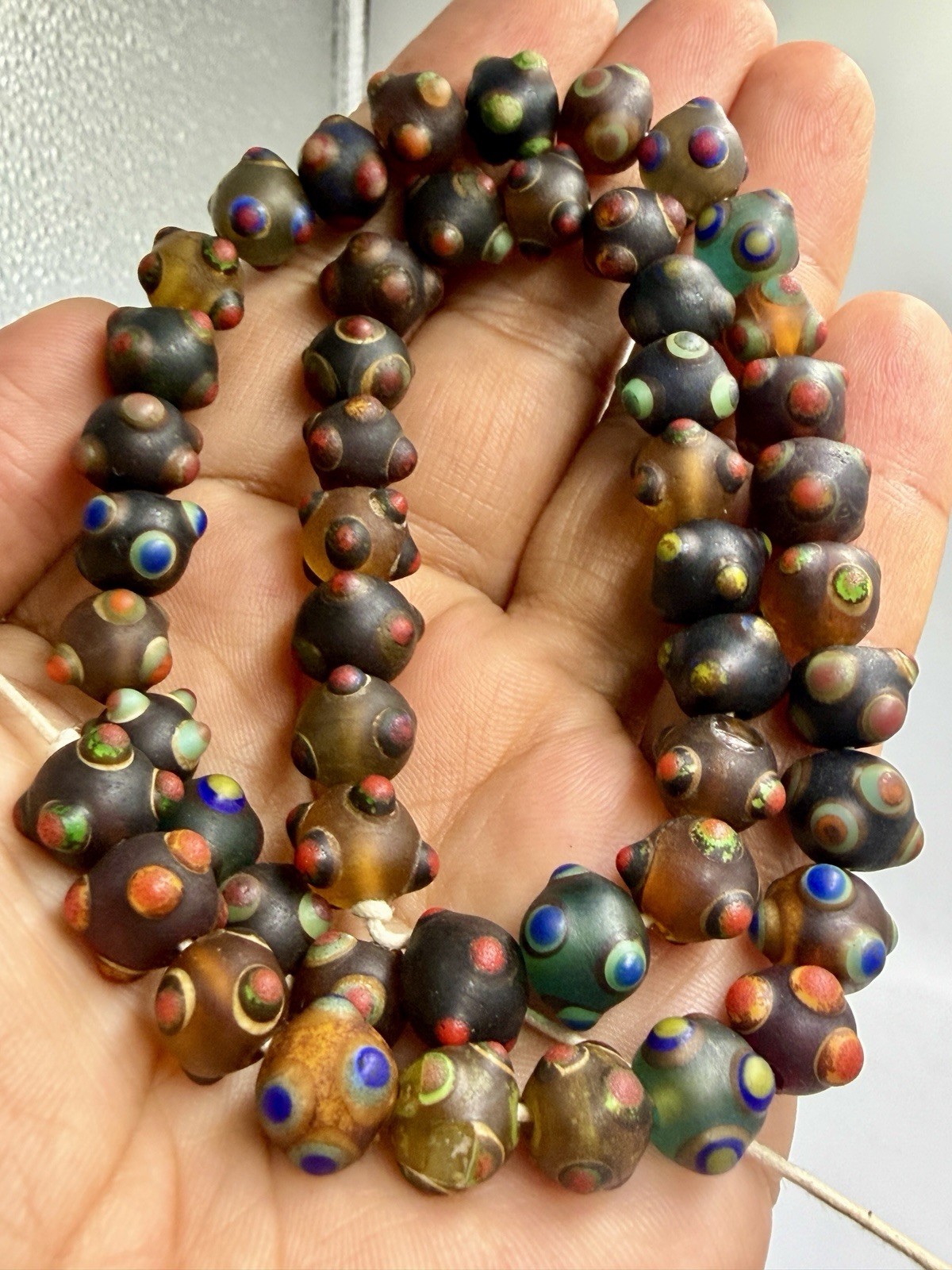 Antique Multicolor Unique Mix Glass Trade Beads – Unique Collectible Strand Antique Multicolor Unique Mix Glass Trade Beads – Unique Collectible Strand