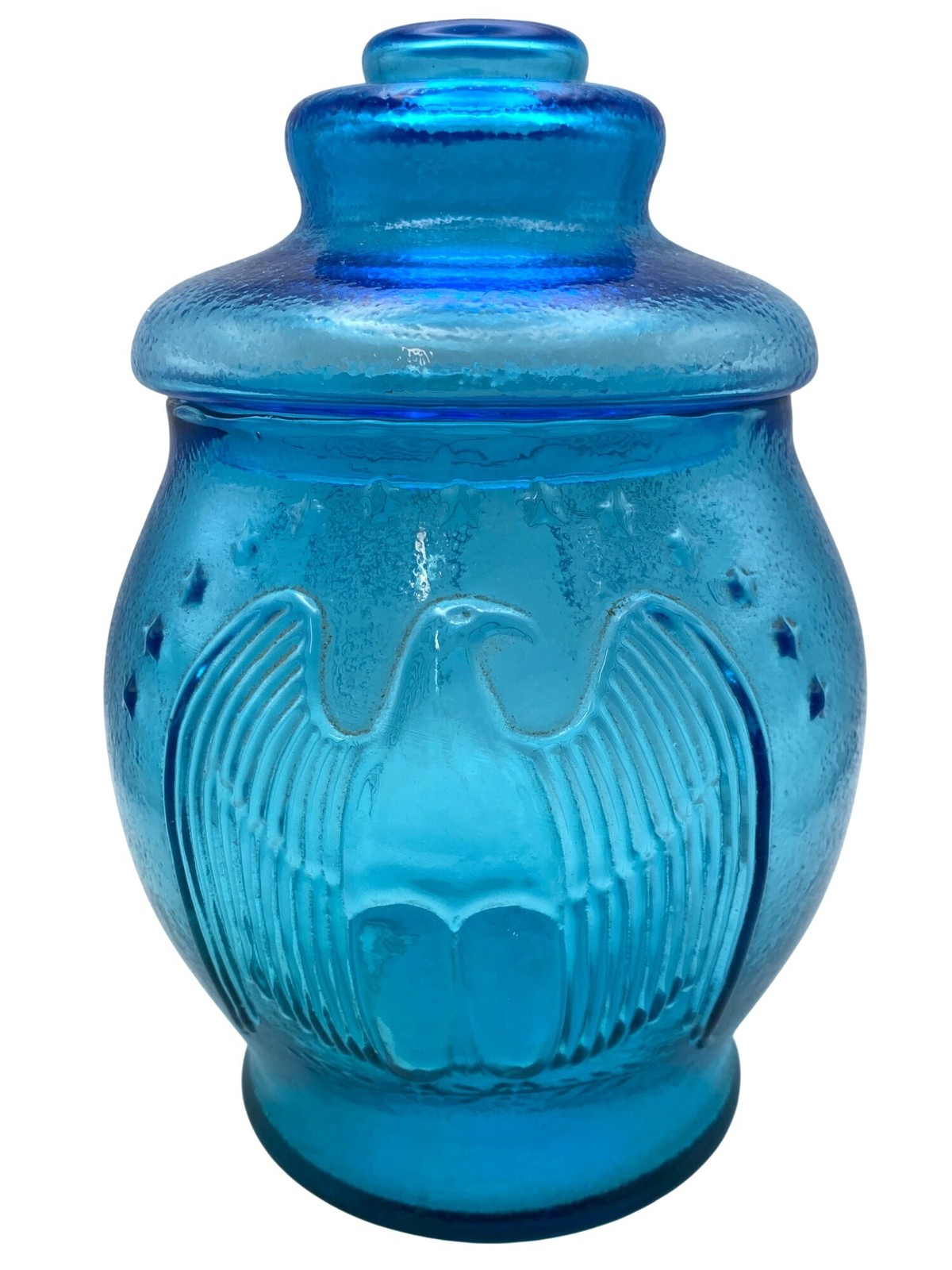 Vintage Kanawha Glass Blue Aqua Eagle Canister Hand Blown West Virginia RARE Vintage Kanawha Glass Blue Aqua Eagle Canister Hand Blown West Virginia RARE