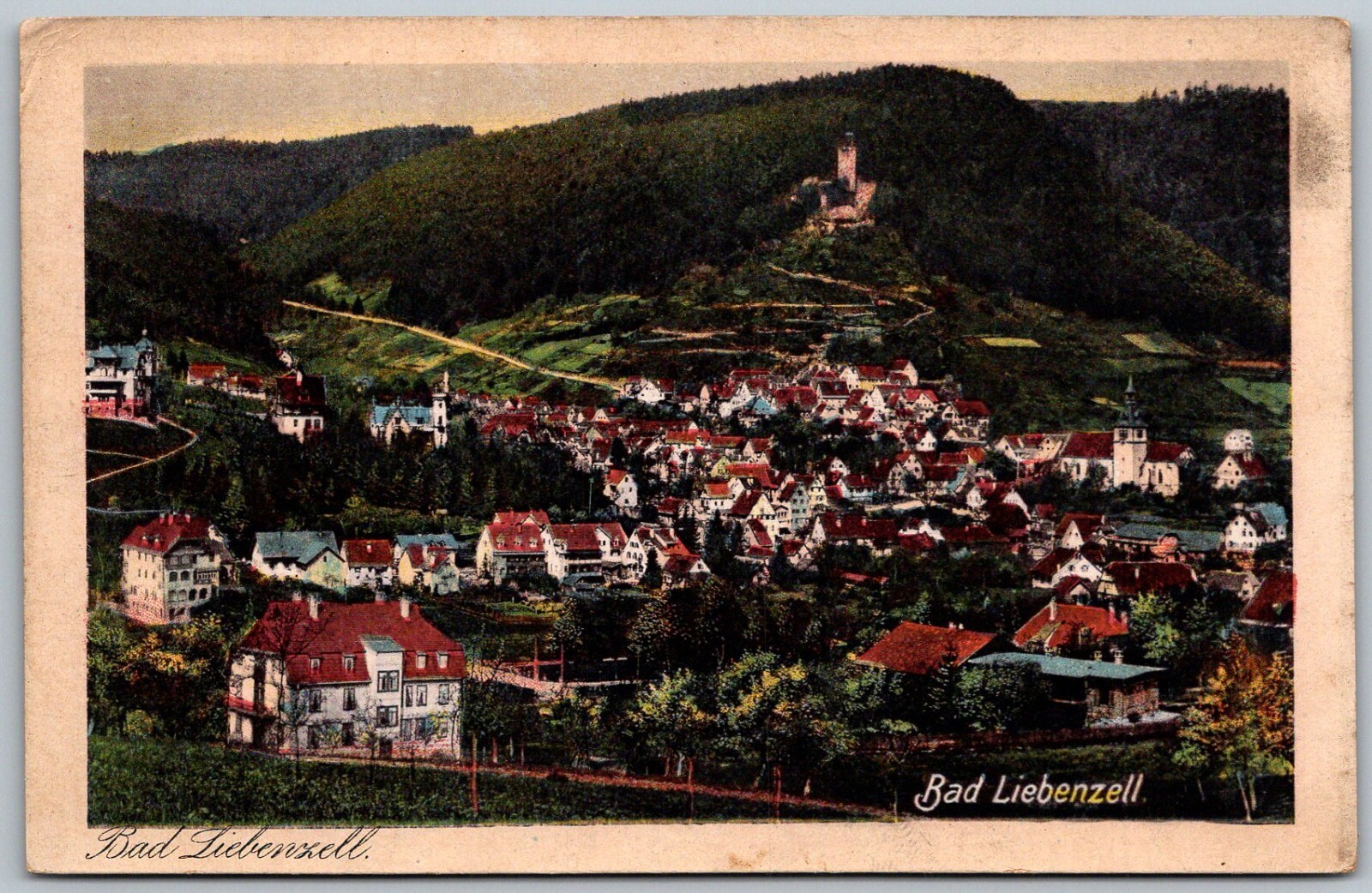 Bad Liebenzell Germany 1920s Postcard Aerial View