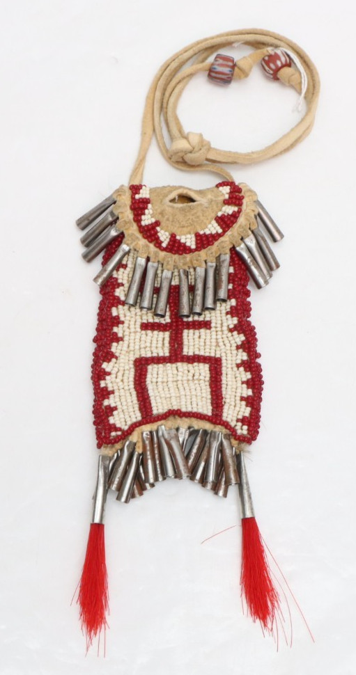 ATQ Native American Plains Indian Sioux Lakota Beaded Strike-A-Light Bag Pouch-