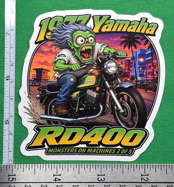 1977 Yamaha RD400 9x9cm Durable Die-Cut Vinyl Sticker 2 of 5