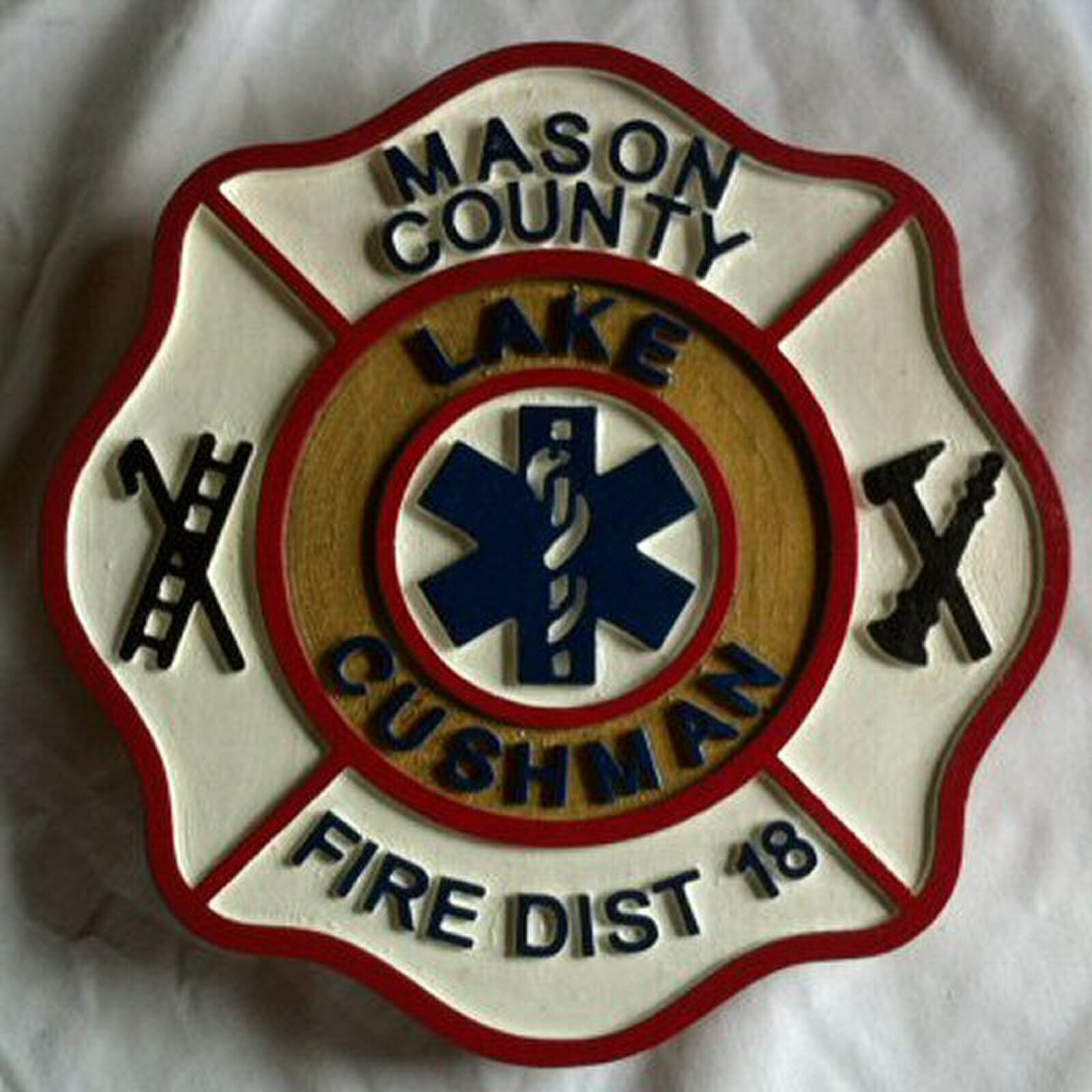 Fire Department Mason County 3D routed wood carved plaque patch sign Custom