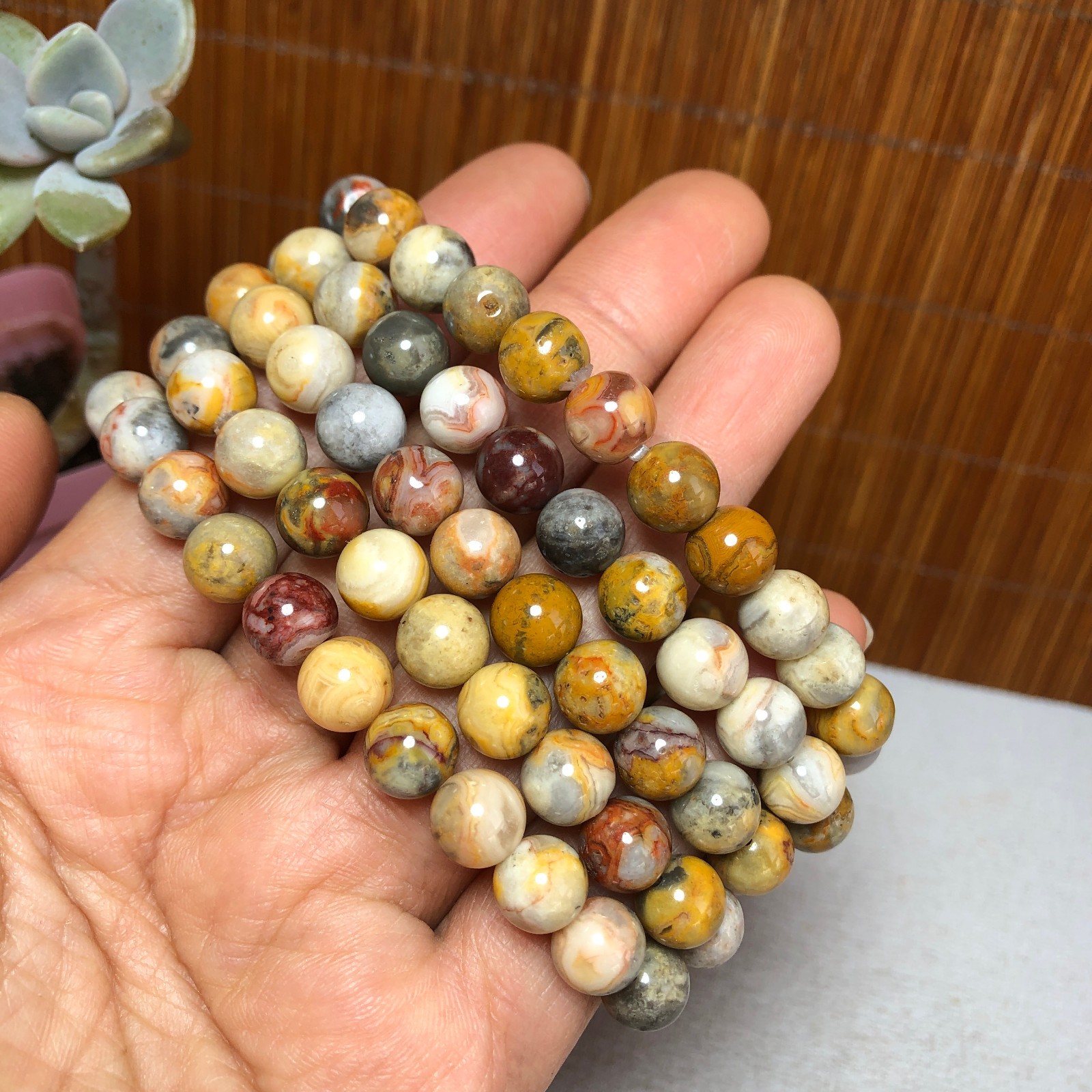 5Pcs Wholesal Natural Crazy agate bracelets Crystal ball sphere 8mm 5Pcs Wholesal Natural Crazy agate bracelets Crystal ball sphere 8mm