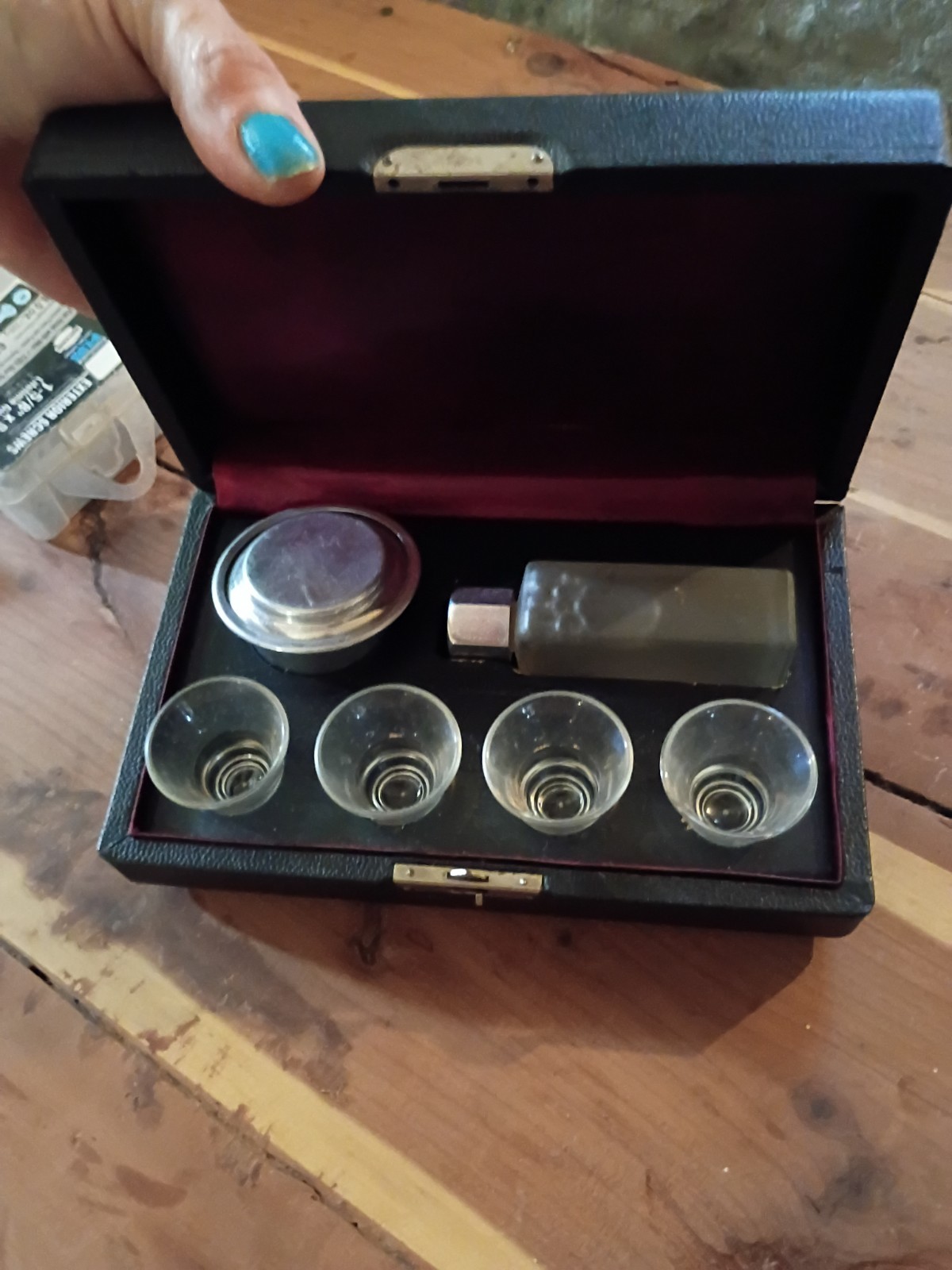 Antique, Portable, Velvet Lined, Silver Complete Communal Set Antique, Portable, Velvet Lined, Silver Complete Communal Set