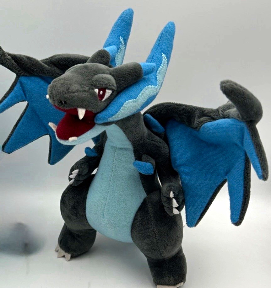 PokémonCenter mega charzard Dragon Plush Stuffed Animal, Black Blue Gray PokémonCenter mega charzard Dragon Plush Stuffed Animal, Black Blue Gray