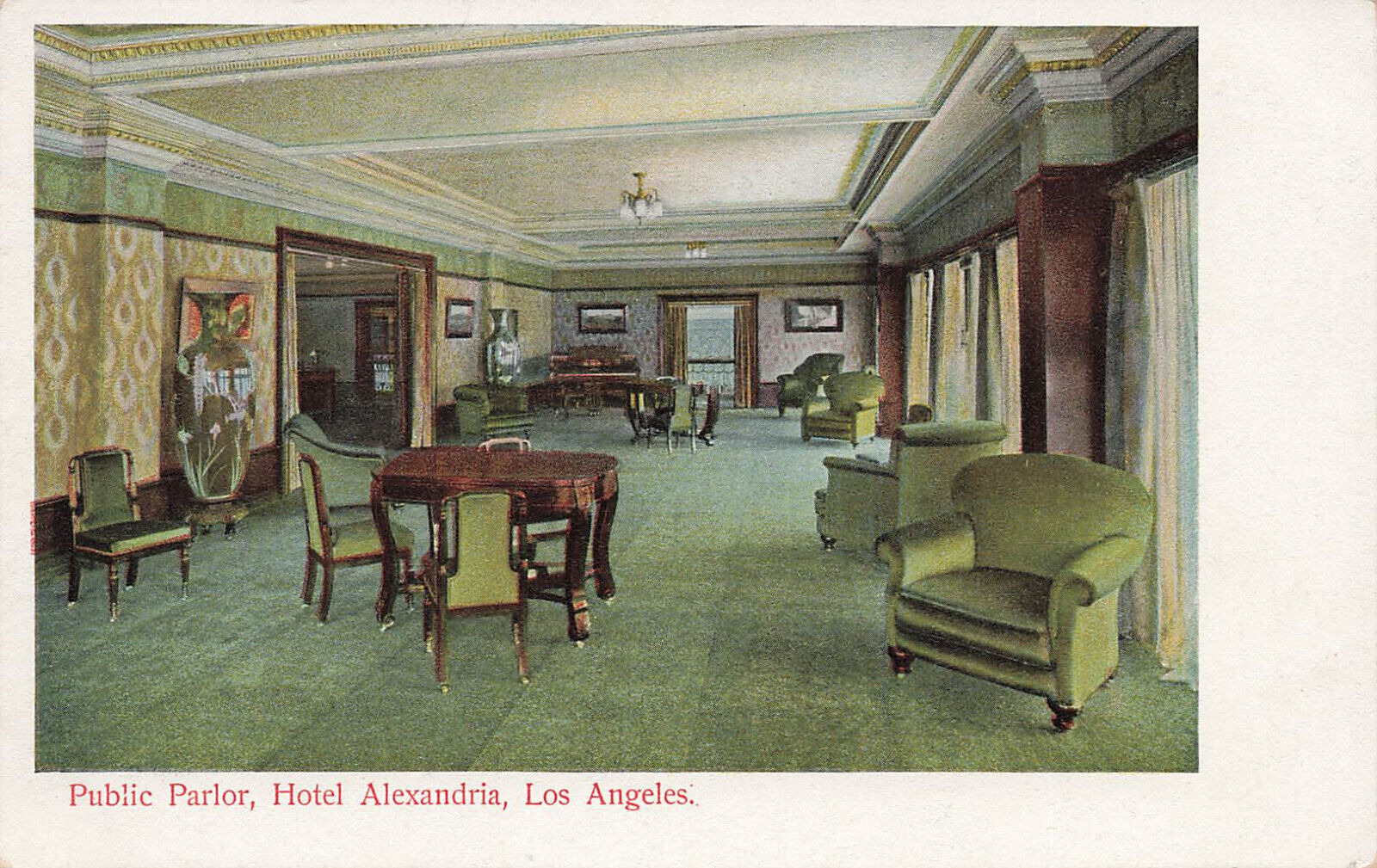 Los Angeles Hotel Postcard California Hotel Alexandria Public Parlor Vintage