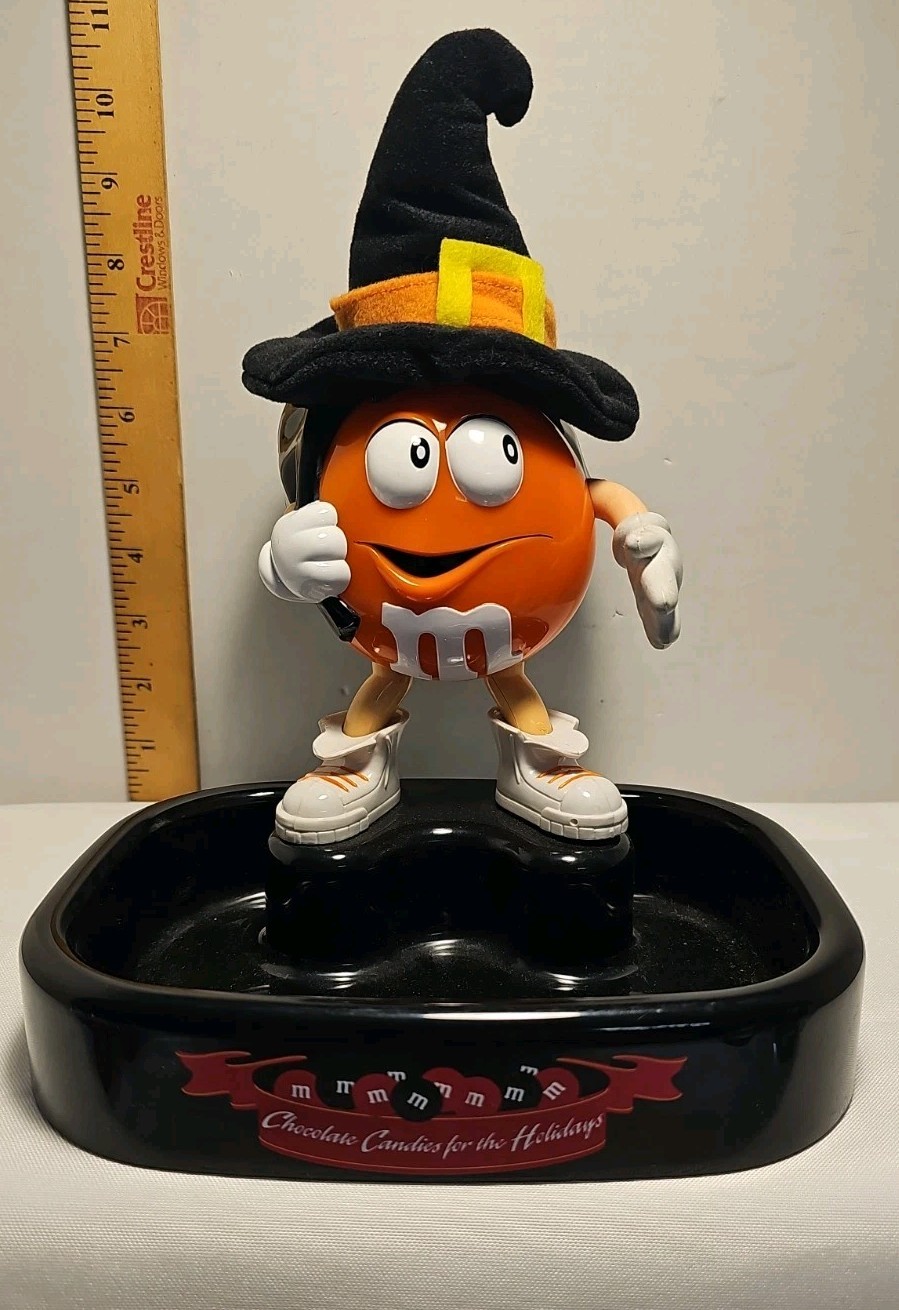 M&M Orange Character Halloween Candy Dish Animated Talking Witch 2000s Dispenser M&M Orange Character Halloween Candy Dish Animated Talking Witch 2000s Dispenser