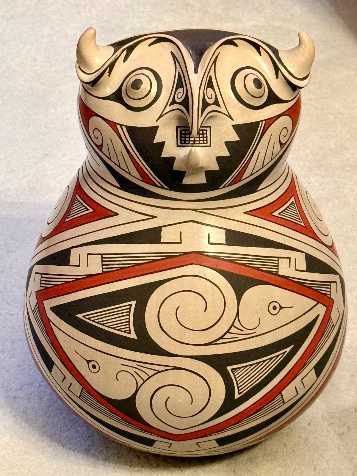 Vintage Mata Ortiz Pottery Sabino Villalba Owl Effigy signed 10 1/2 Vintage Mata Ortiz Pottery Sabino Villalba Owl Effigy signed 10 1/2