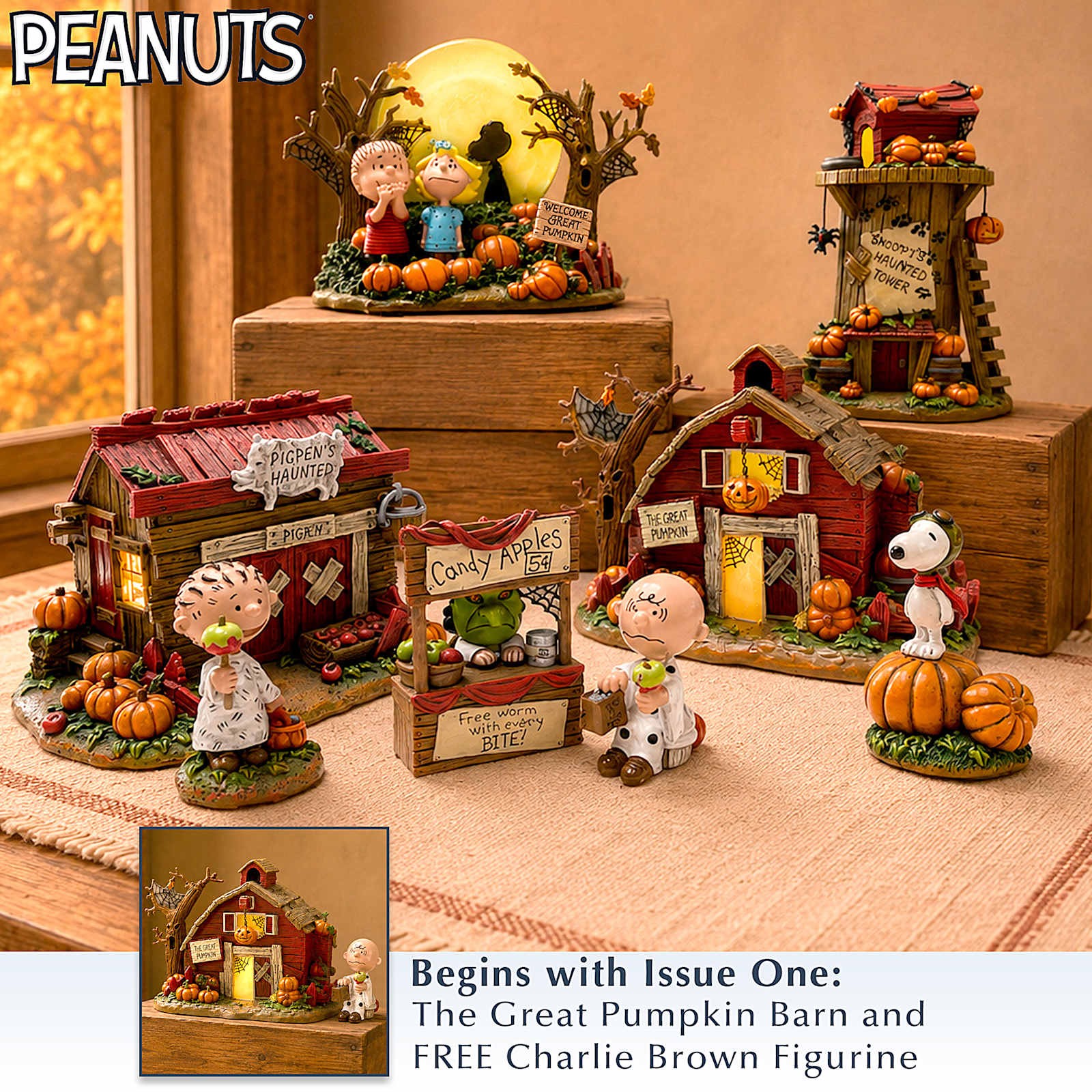 PEANUTS Lighted Halloween Village Collection With Figurines