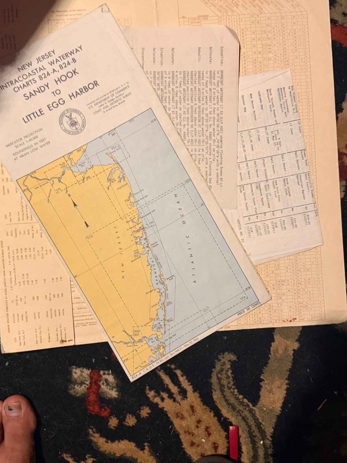 Vintage 1963 Nautical Chart Folder Sandy Hook to Little Egg Harbor NJ 1st Ed