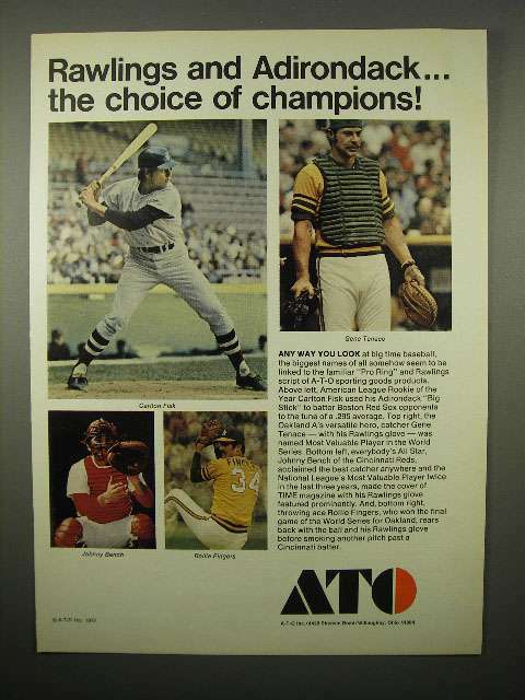 1973 ATO Ad - Carlton Fisk, Gene Tenace, Johnny Bench +