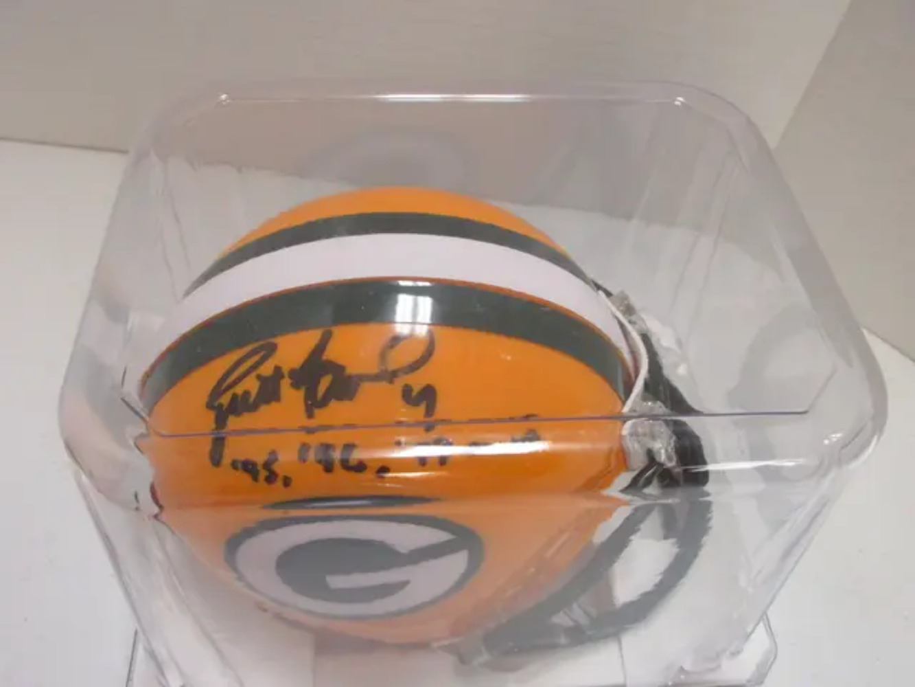 Brett Favre of the Green Bay Packers signed autographed mini football helmet Bre