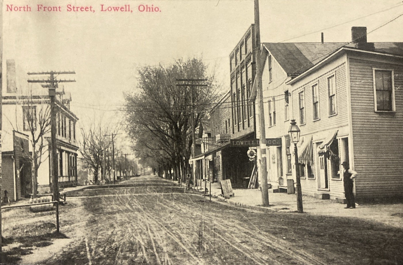 Lowell Ohio North Front Street c1910 Storefronts And Signs