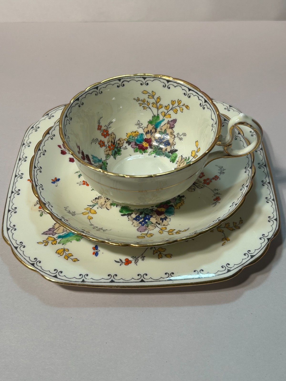 Tuscan China England Tea Cup Saucer Sandwich Plate Trio Vintage Tuscan China England Tea Cup Saucer Sandwich Plate Trio Vintage
