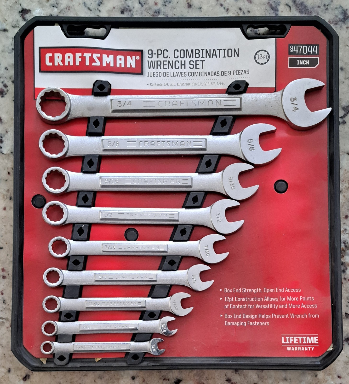 Craftsman USA 9pc SAE Combination Wrench Set 47044 New Craftsman USA 9pc SAE Combination Wrench Set 47044 New