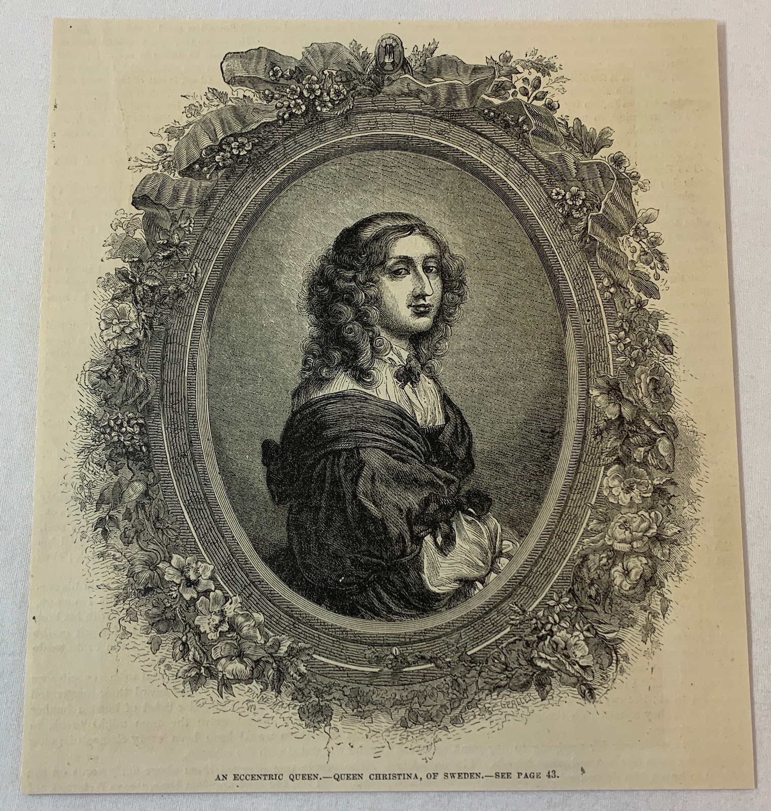 1876 magazine engraving ~ ECCENTRIC QUEEN CHRISTINA of Sweden 1876 magazine engraving ~ ECCENTRIC QUEEN CHRISTINA of Sweden
