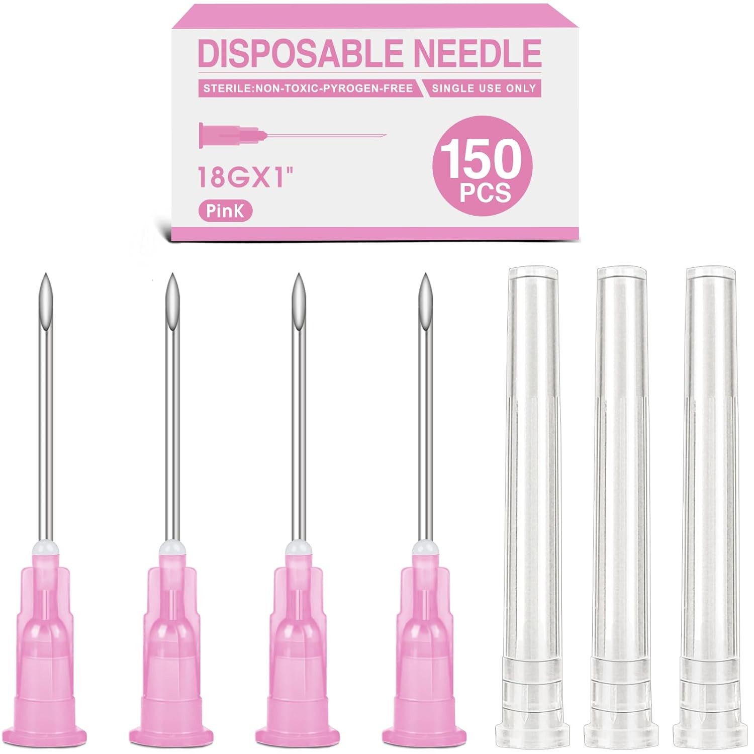 150 Pack 18 Ga 1 Inch Luer Lock, Lab Accessories, Industrial Dispensing 18 