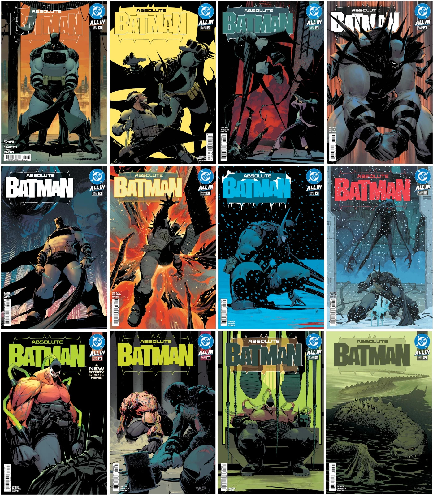 ABSOLUTE BATMAN #1,2,3,4,5,6,7,8,9,10,11,12 COMIC BOOK SET ~ NEW PRINTINGS DC ABSOLUTE BATMAN #1,2,3,4,5,6,7,8,9,10,11,12 COMIC BOOK SET ~ NEW PRINTINGS DC