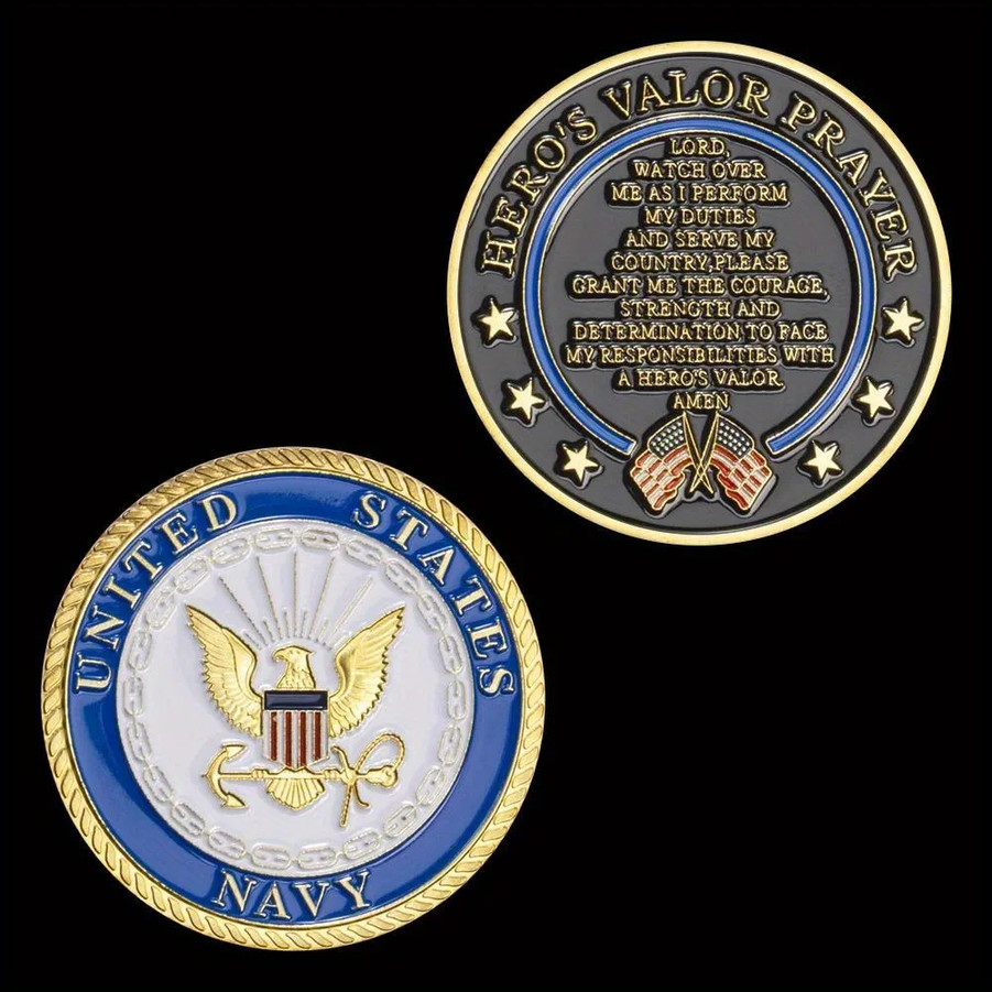 Navy Hero's Valor Prayer Challenge Coin Military Collectible 1-pc Navy Hero's Valor Prayer Challenge Coin Military Collectible 1-pc