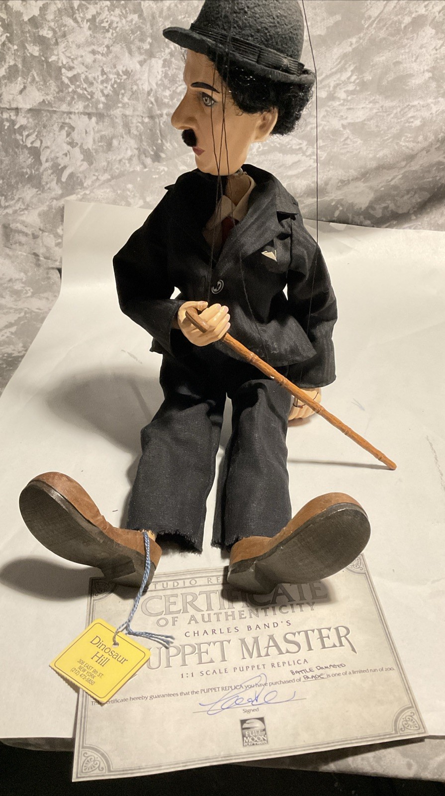 VTG  Charlie Chaplin  Puppet Master Hand Made Wood Doll Figure 18” Tall- Limited