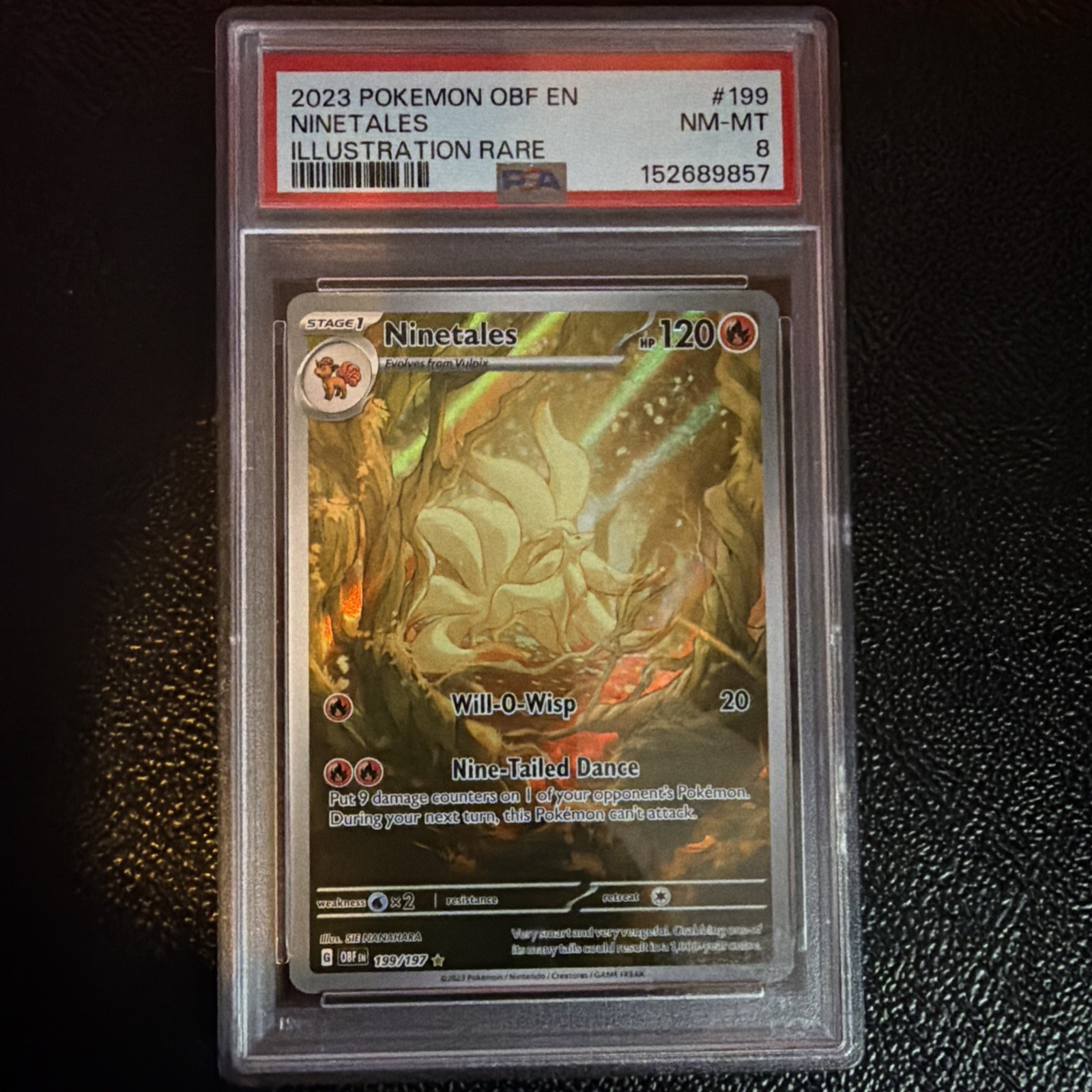 Pokémon TCG Ninetales 199/197 Illustration Rare Obsidian Flames PSA 8 Pokémon TCG Ninetales 199/197 Illustration Rare Obsidian Flames PSA 8
