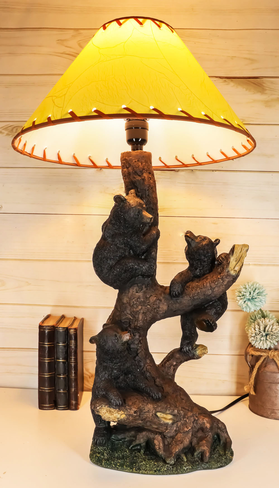 Ebros Whimsical 3 Adventurous Black Bear Cubs Climbing Stunted Tree Table Lamp Ebros Whimsical 3 Adventurous Black Bear Cubs Climbing Stunted Tree Table Lamp